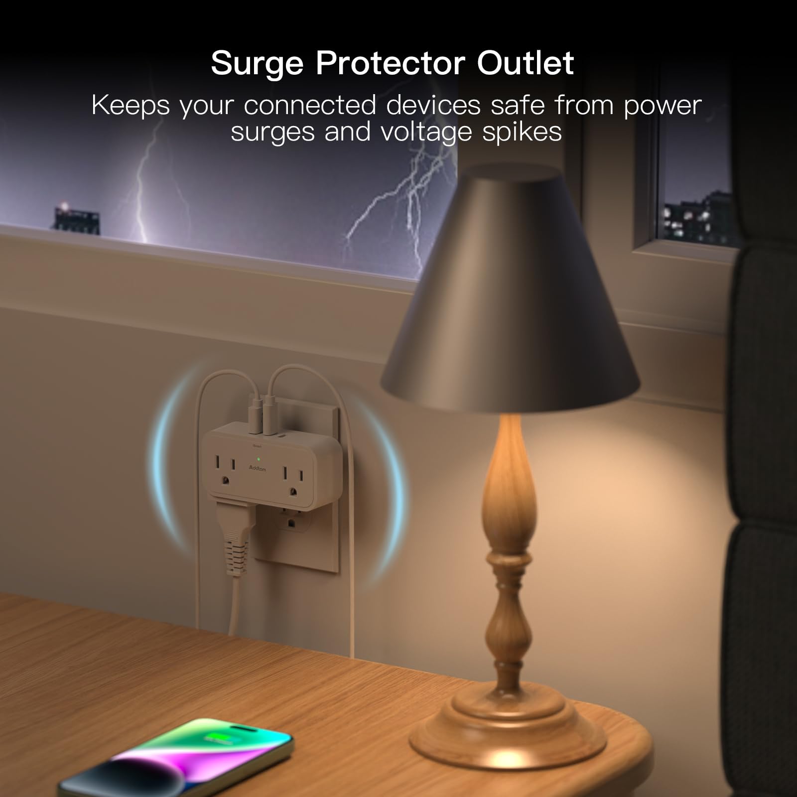 Surge Protector Outlet Extender, Multi Plug Outlet Splitter With 4 Electrical Outlets 3 Usb Ports(2 Usb C 3 Sided Wall Plug Adap