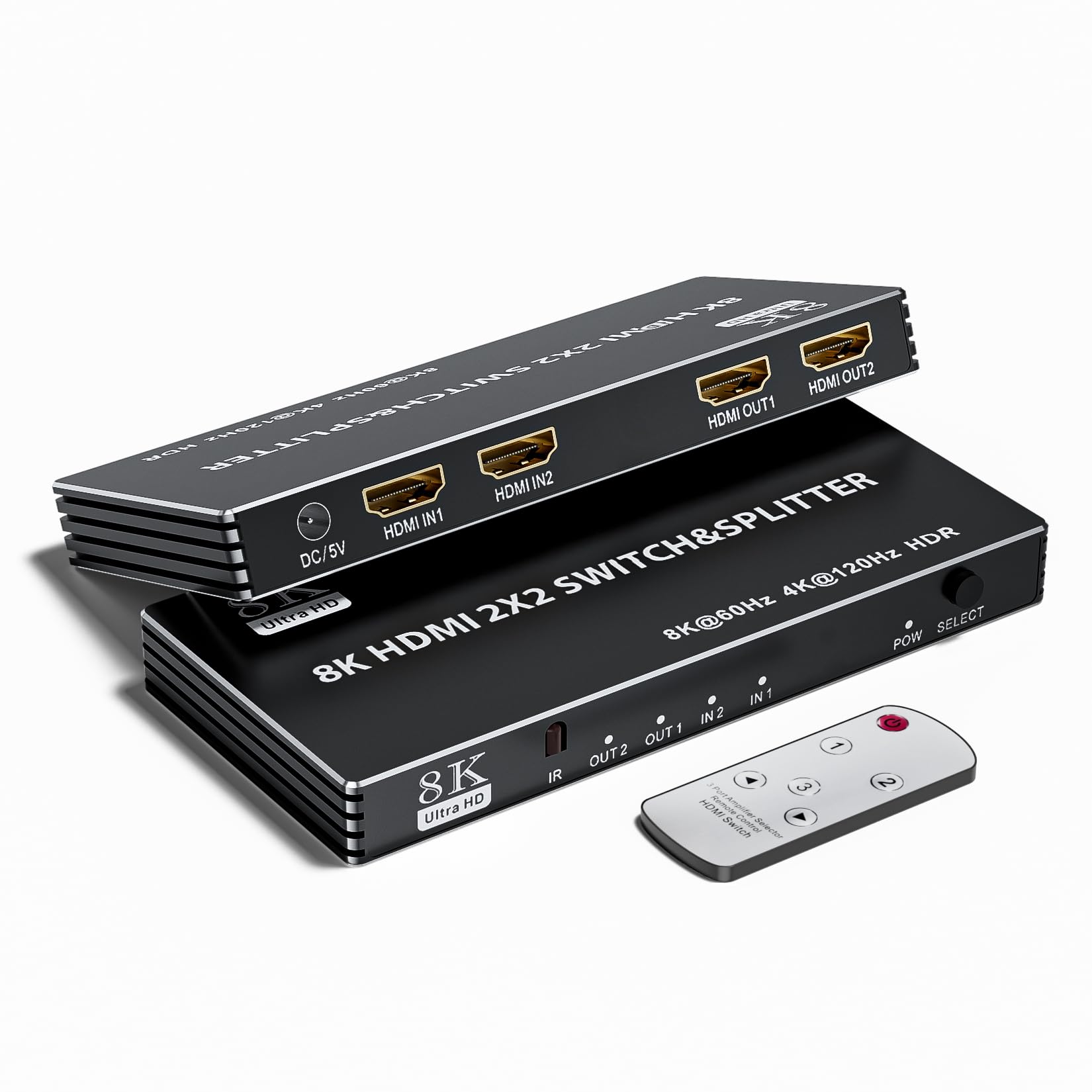 Bolaazul Hdmi 2.1 Splitter 2X2 Hdmi Switch 2 In 2 Out, 2 Input 2 Output Uhd Hdmi Splitter Switcher 8K@60Hz 4K@120Hz | 40Gbps | H
