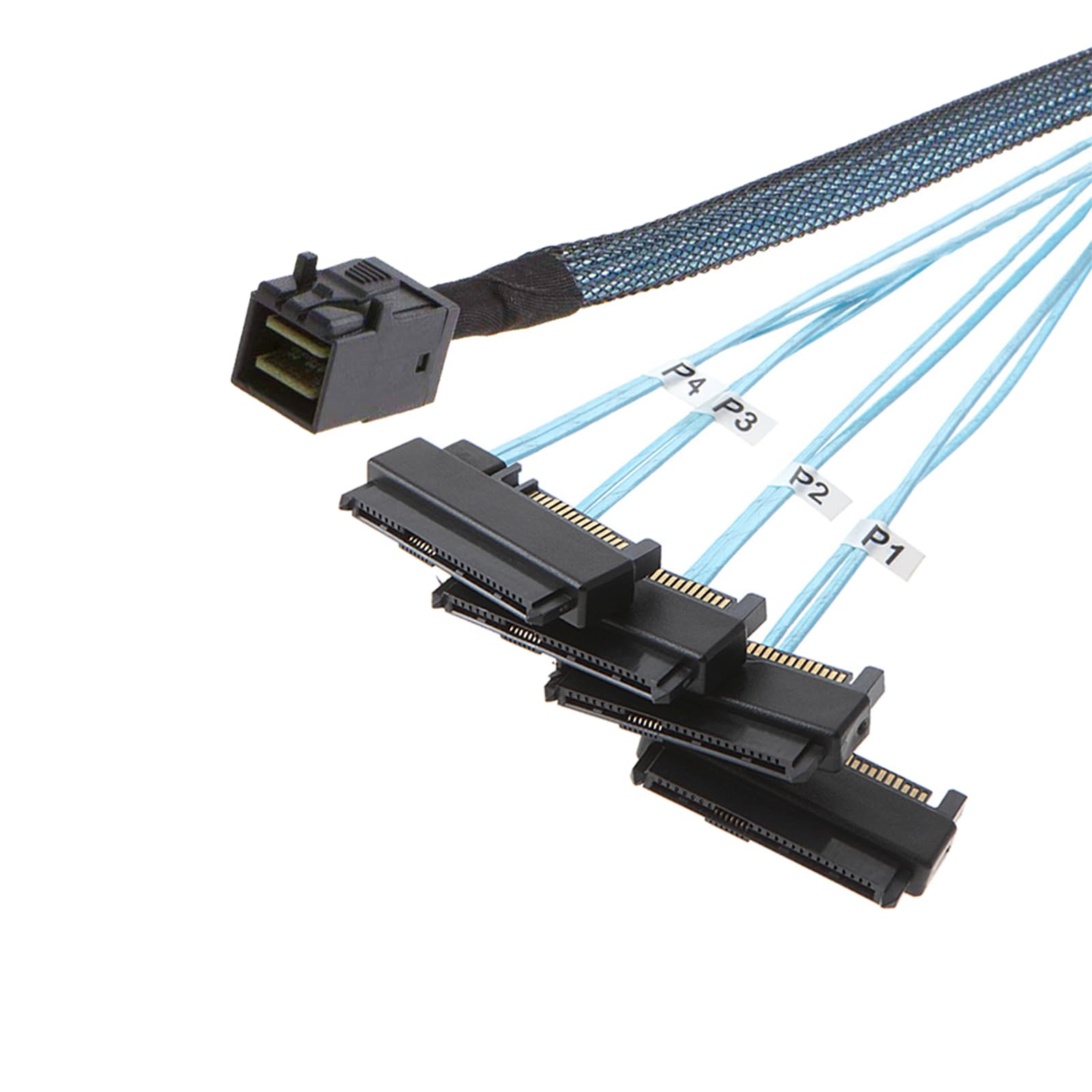 Sff 8643 Internal Mini Sas Hd To (4) 29Pin Sff 8482 Connectors With Sas 15Pin Power Port 12Gb/S Cable 1M 3.3 Feet