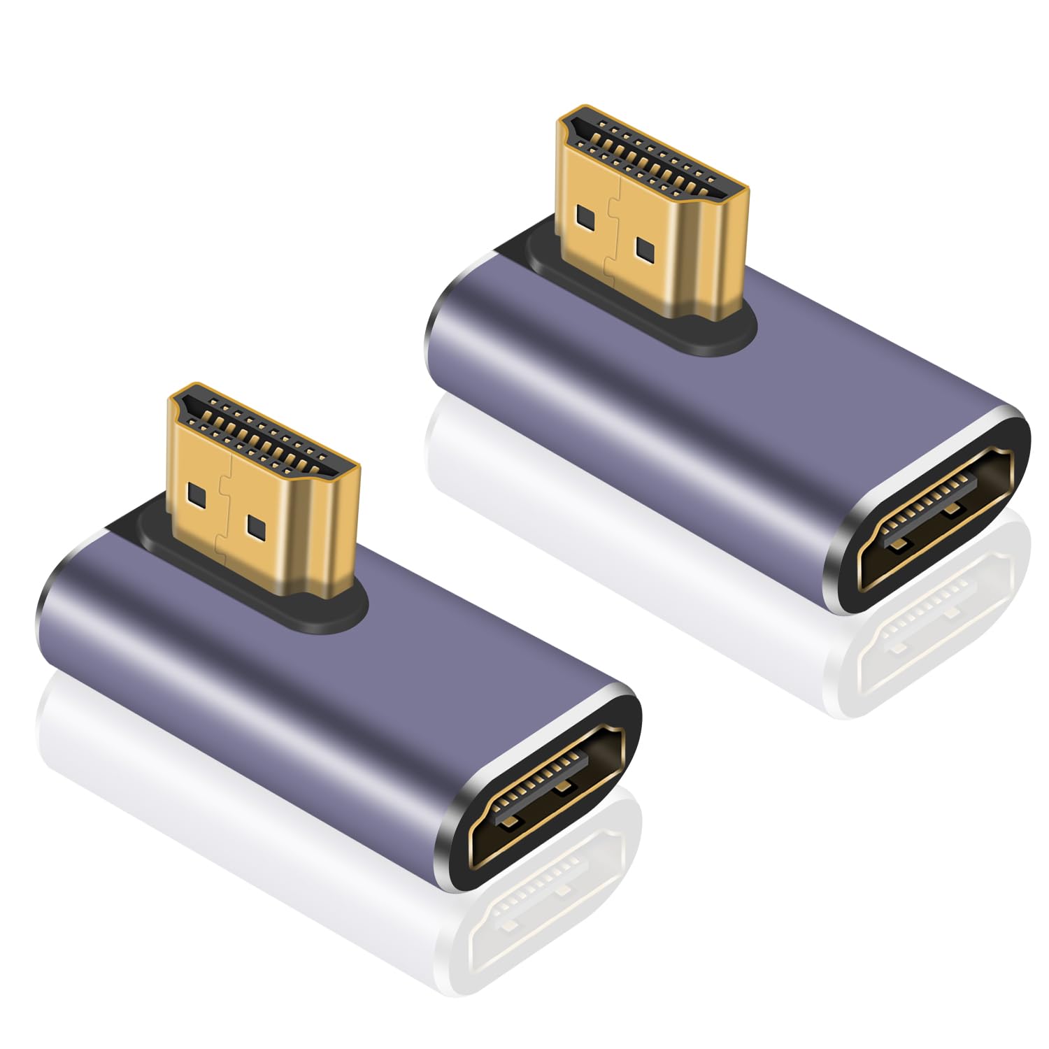 Poyiccot 8K Hdmi 90 Degree Adapter, Left Angle Hdmi Adapter, 48Gbps Hdmi Male To Female Adapter, Hdmi 2.1 Extender With Led Ligh