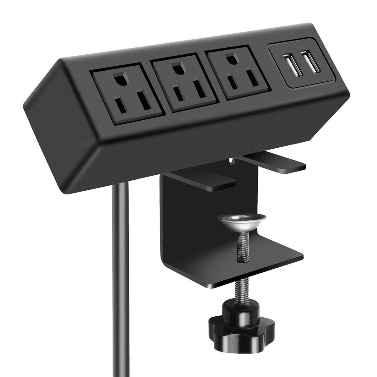 3 Outlet Desk Clamp Power Strip, Desktop Power Strip With Usb Ports, Desk Mount Usb Charging Power Station, On Desk Edge Power Outlet 125V 12A 1500W, 10 Ft Desk Outlet Strip. (10Ft, Black)