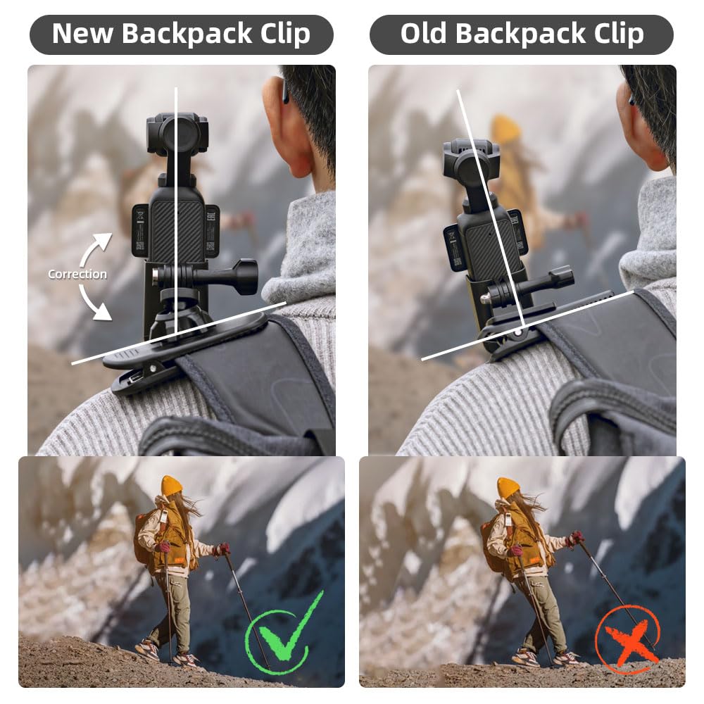 Surewo 360� Rotation Backpack Strap Mount,Quick Clip Mount With Expand Frame Compatible With Dji Osmo Pocket 3