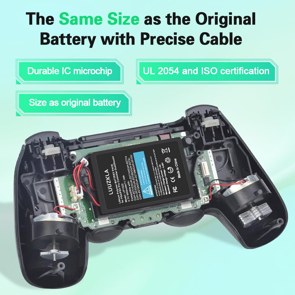 Luuzkla 3000Mah 2 Pack Lip1522 Ps4 Battery, (2024 New Upgrade) Replacement For Playstation 4 Ps4 And Ps4 Pro Dualshock 4 Cuh Zct