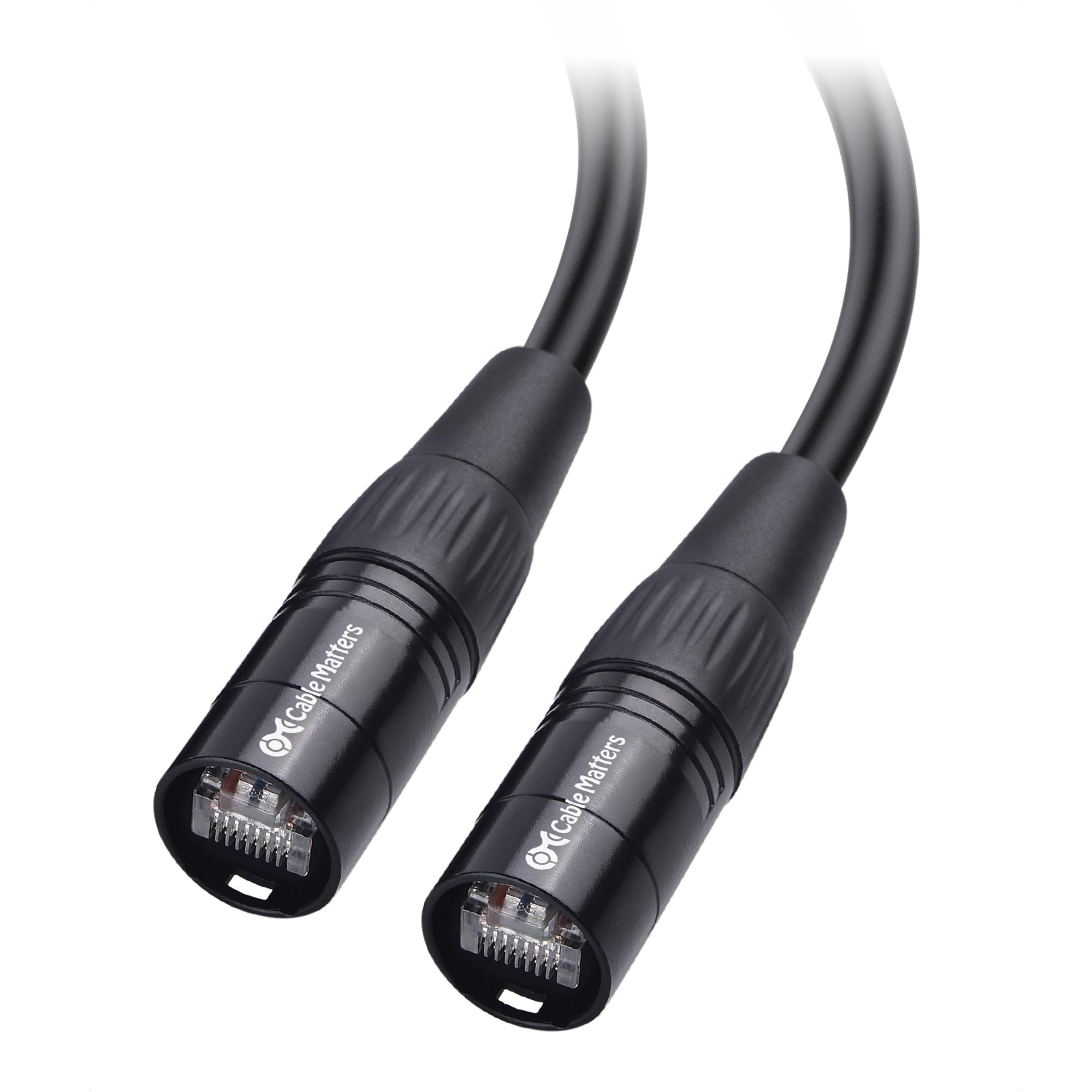 Cable Matters Long Shielded Cat6 Ethernet Cable Compatible with EtherCON RJ45 Connectors in Black   150 ft for Professional Audio, Video, and Networking Applications