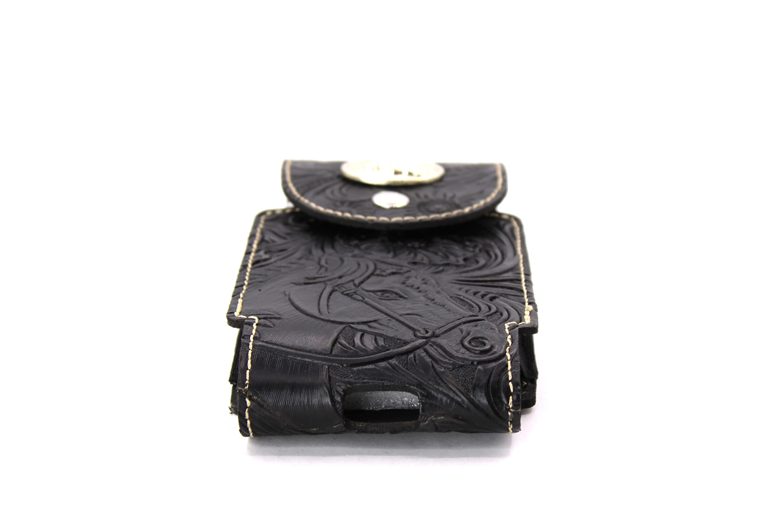 West Star Leather Phone Holster Universal Cellphone Holder Pouch With Belt Loop Magnetic Closure 327B 2 Horse Bk