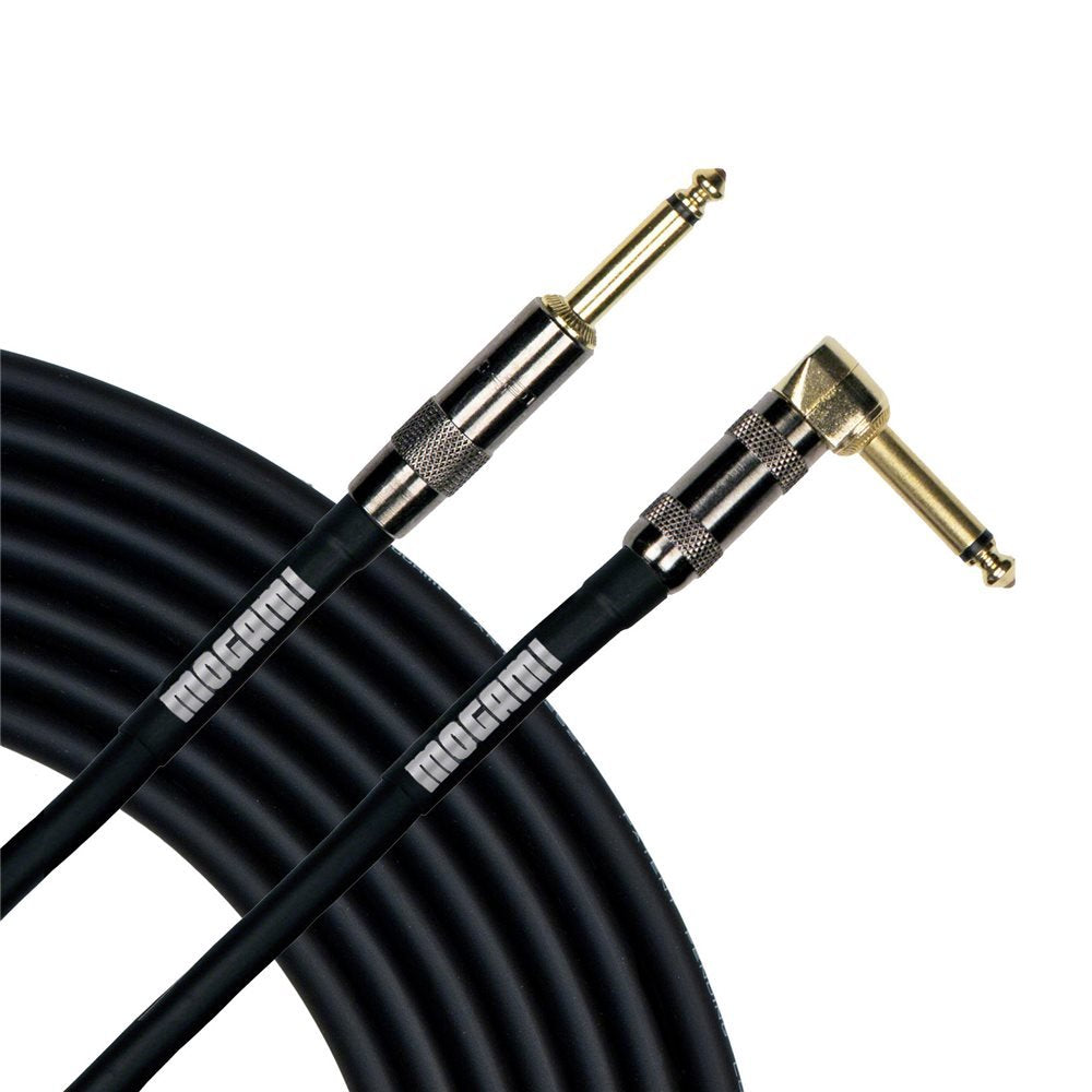Mogami Platinum Guitar 03R Instrument Cable, 1/4'' Ts Male Plugs, Gold Contacts, Right Angle And Straight Connectors, 3 Foot