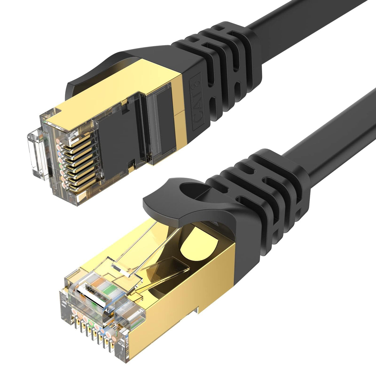Ercielook Cat8 Ethernet Cable 150 Ft High Speed, Shielded Flat Internet Cable With Clips, Weatherproof S/Ftp Uv Resistant For Ro