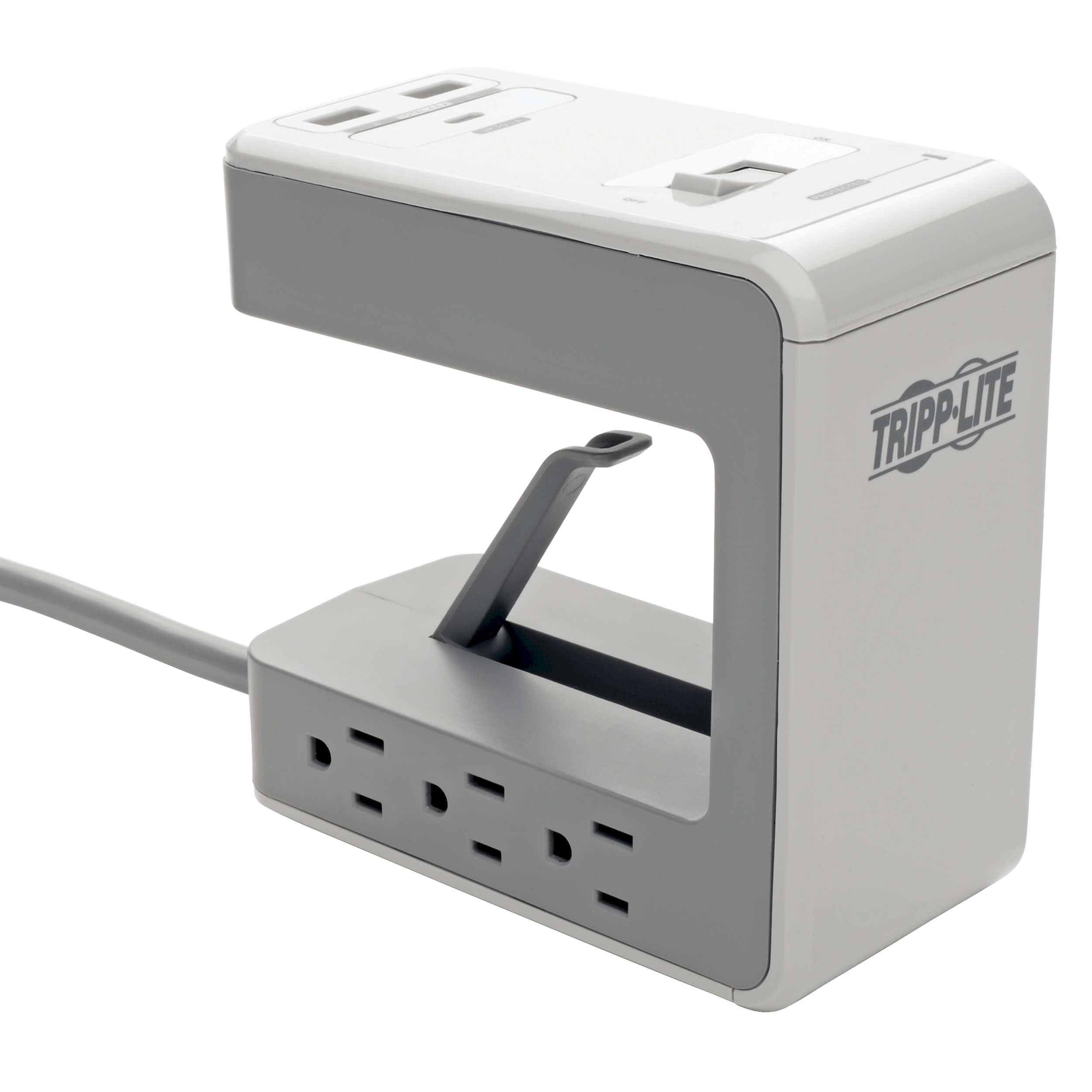 Tripp Lite Surge Protector Desk Clamp 6-Outlet 2 USB-A; 1 USB-C 8ft Cord