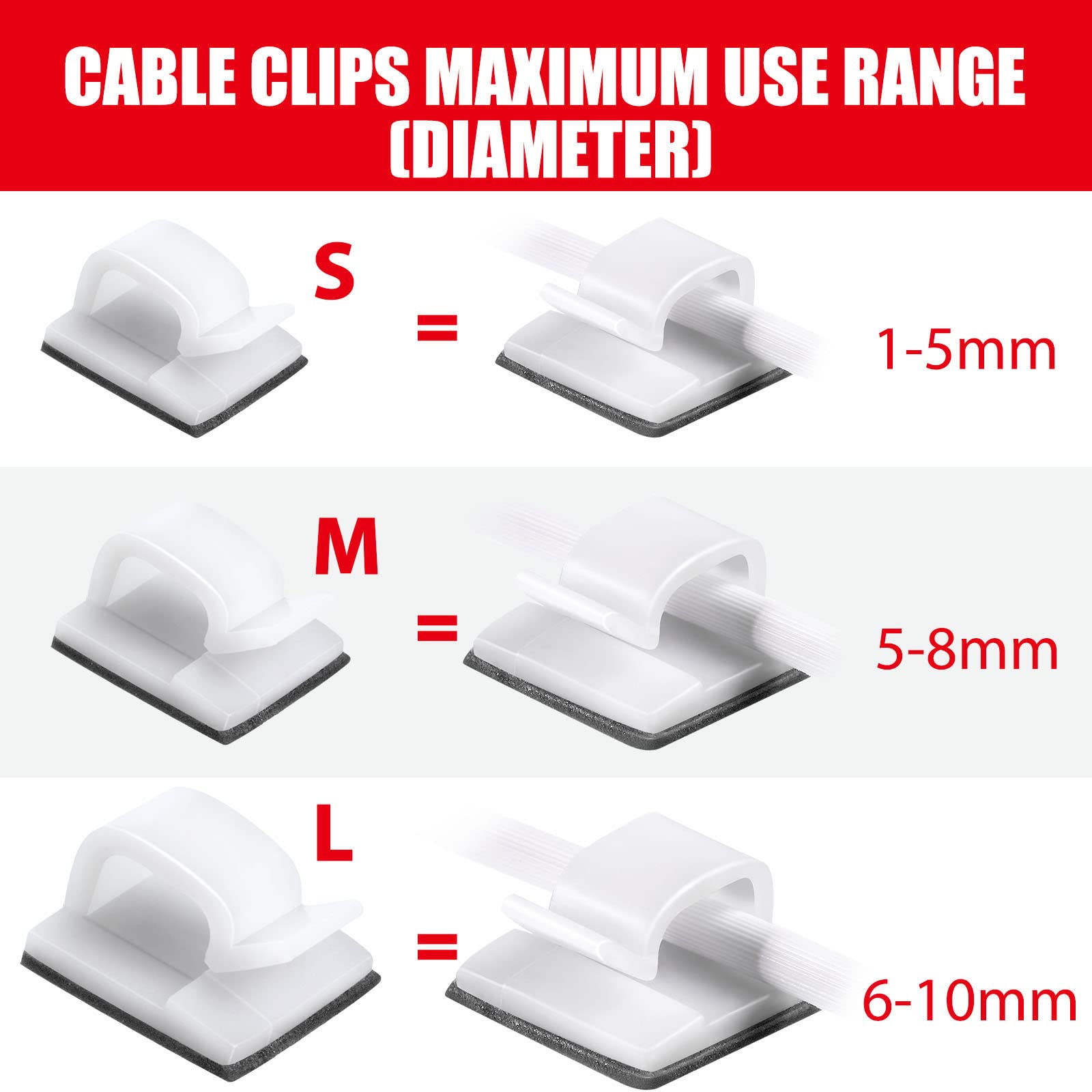 Maitys 60 Pieces Outdoor Cable Clips Christmas Adhesive Hooks Cable Management Clips Wire Light Clips Cord Hider Organizer For F