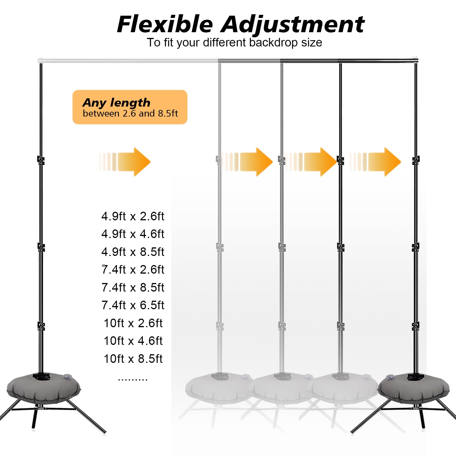 Backdrop Stand, Photo Video Studio 8.5 X10Ft Adjustable Support Portable Backdrop Stand Heavy Duty For Photoshoot, Parties, Proj