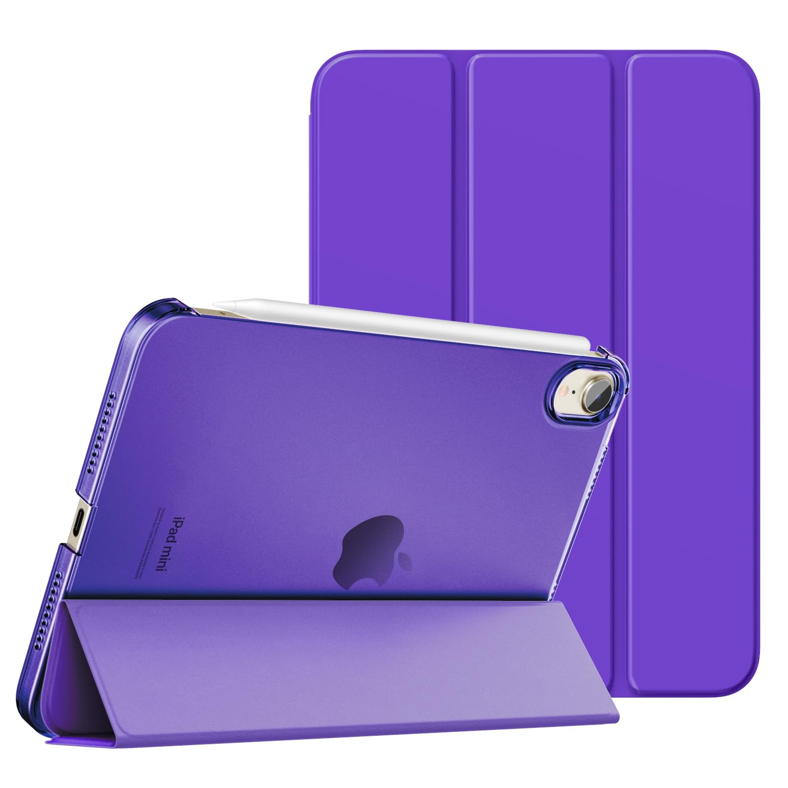 MoKo for iPad Mini 7 (A17 Pro) Case 2024,iPad Mini 6 Case 2021,8.3 inch iPad Mini 7th/6th Generation Case,Slim Lightweight Hard Back Shell Stand Cover for iPad Mini 2024 with Touch ID, Purple Violet