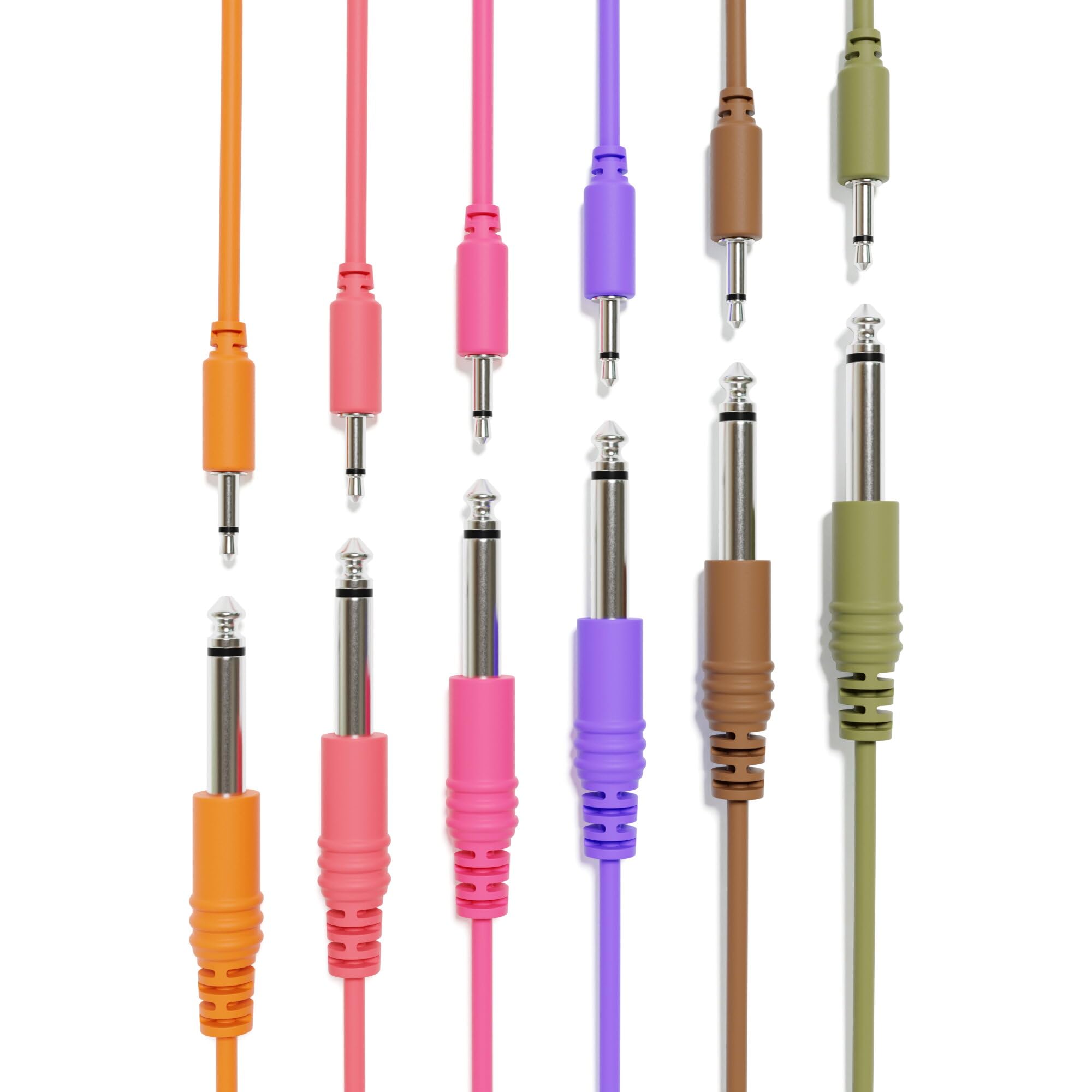 ExcelValley - Mono Patch Cables - TS 3.5mm 1/8 to 6.35mm 1/4 [6B-Pack | 10 cm - 3.94]