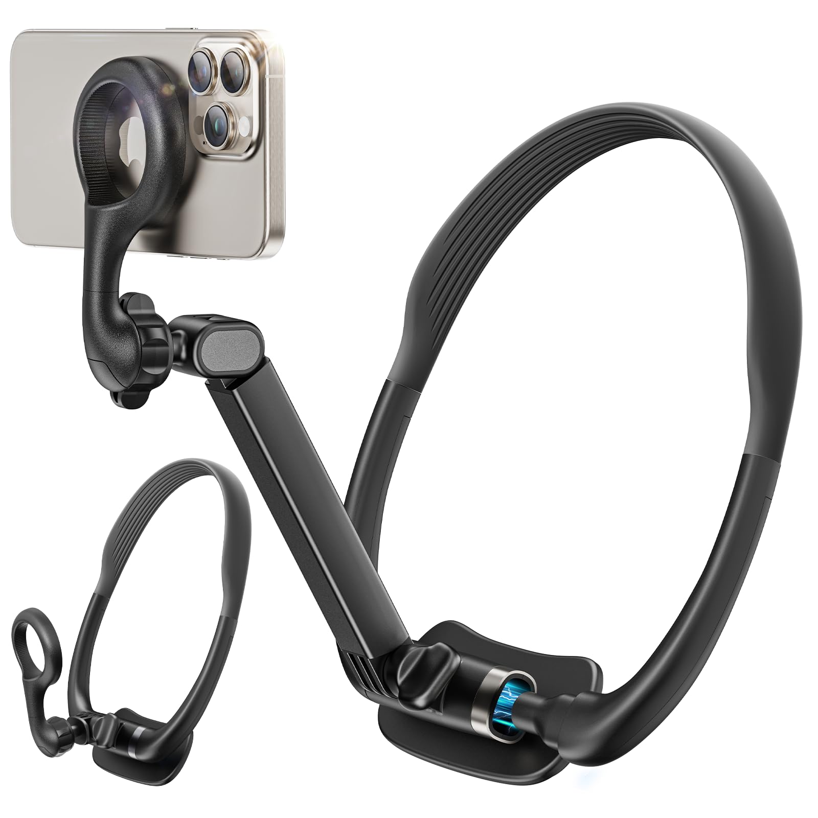 Tazeni Neck Phone Holder For Pov/Vlog Selfie, Magnetic Phone Chest Mount Hands-Free Fit Magsafe Magnetic Neck Mount For Phones W