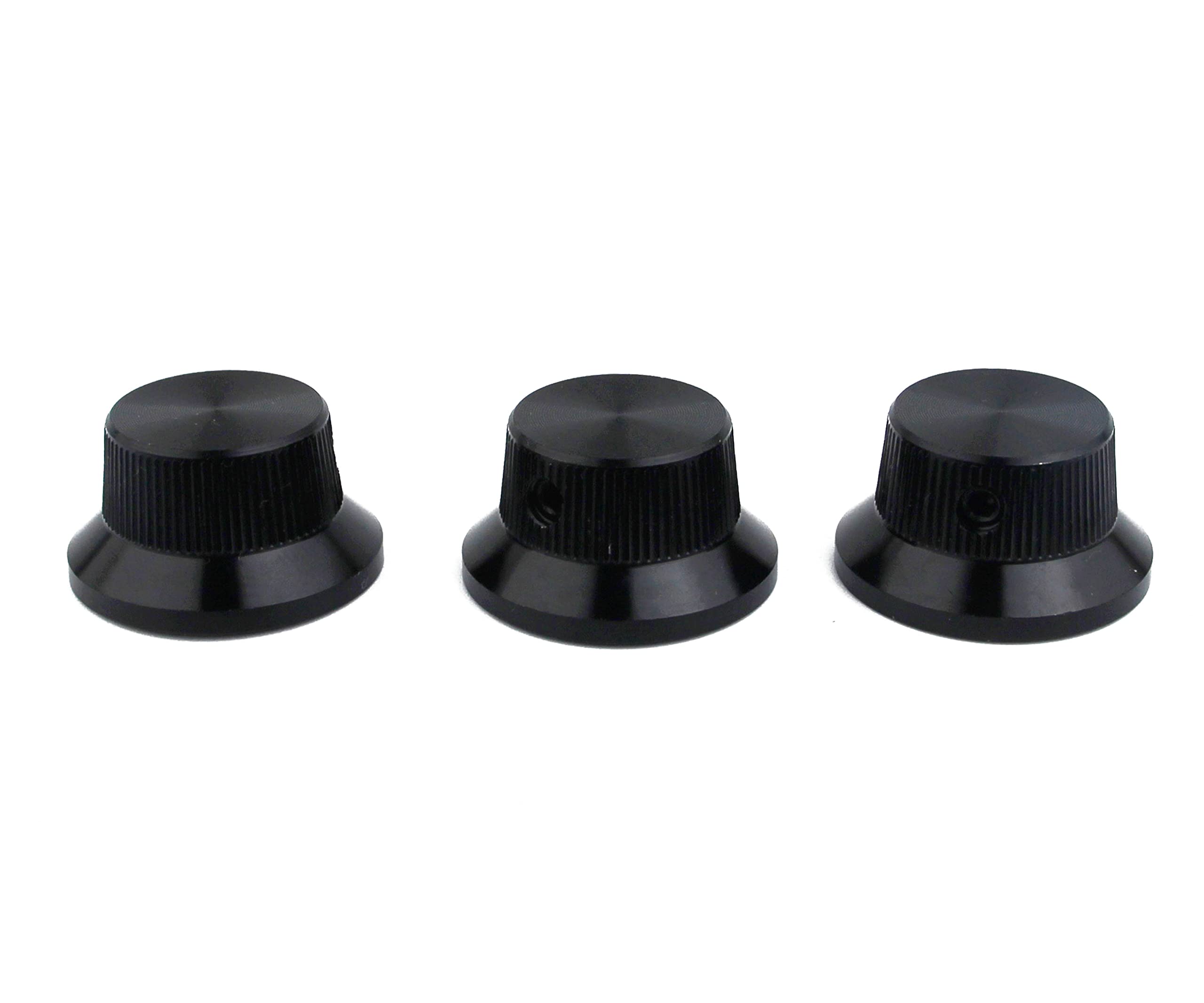 Guyker Electric Guitar Bass Control Potentiometer Knobs, Aluminum Alloy Hat Top Metal Volume Knob Replacement Parts (3 Piece, Bl