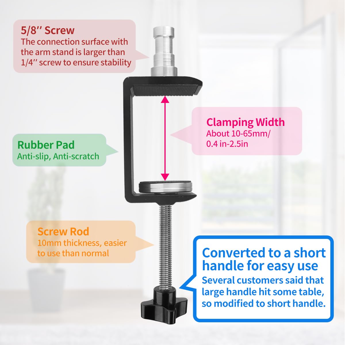 Hemmotop Overhead Camera Mount, Camera Arm Desk Mount Max. Load 6.6 Lbs, Flexible Adjustable Webcam Stand For Desk Max. Height 4