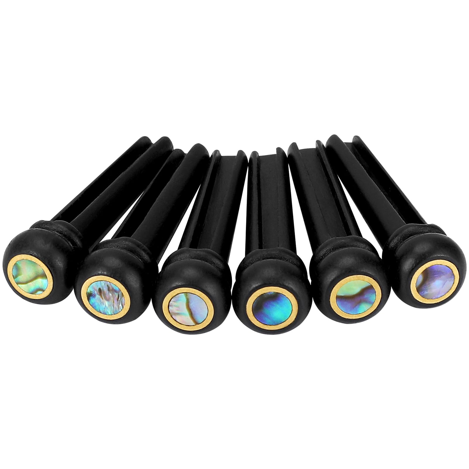 Blisstime 6Pcs Ebony Guitar Pins Inlaid Abalone Dot Acoustic Guitar Replacement Parts