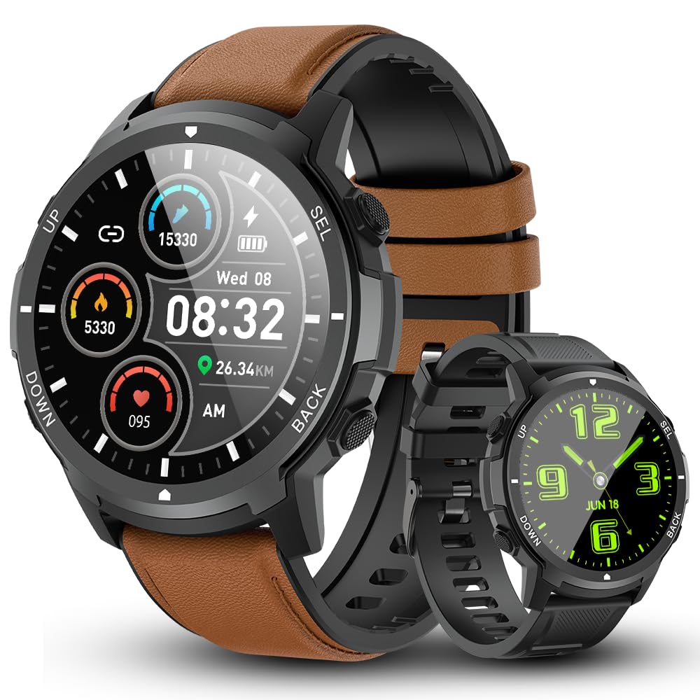 Basznrty Smart Watch For Men Fitness: (Make/Answer Call) Bluetooth Military Smartwatch For Android Iphone Phones Waterproof Outd