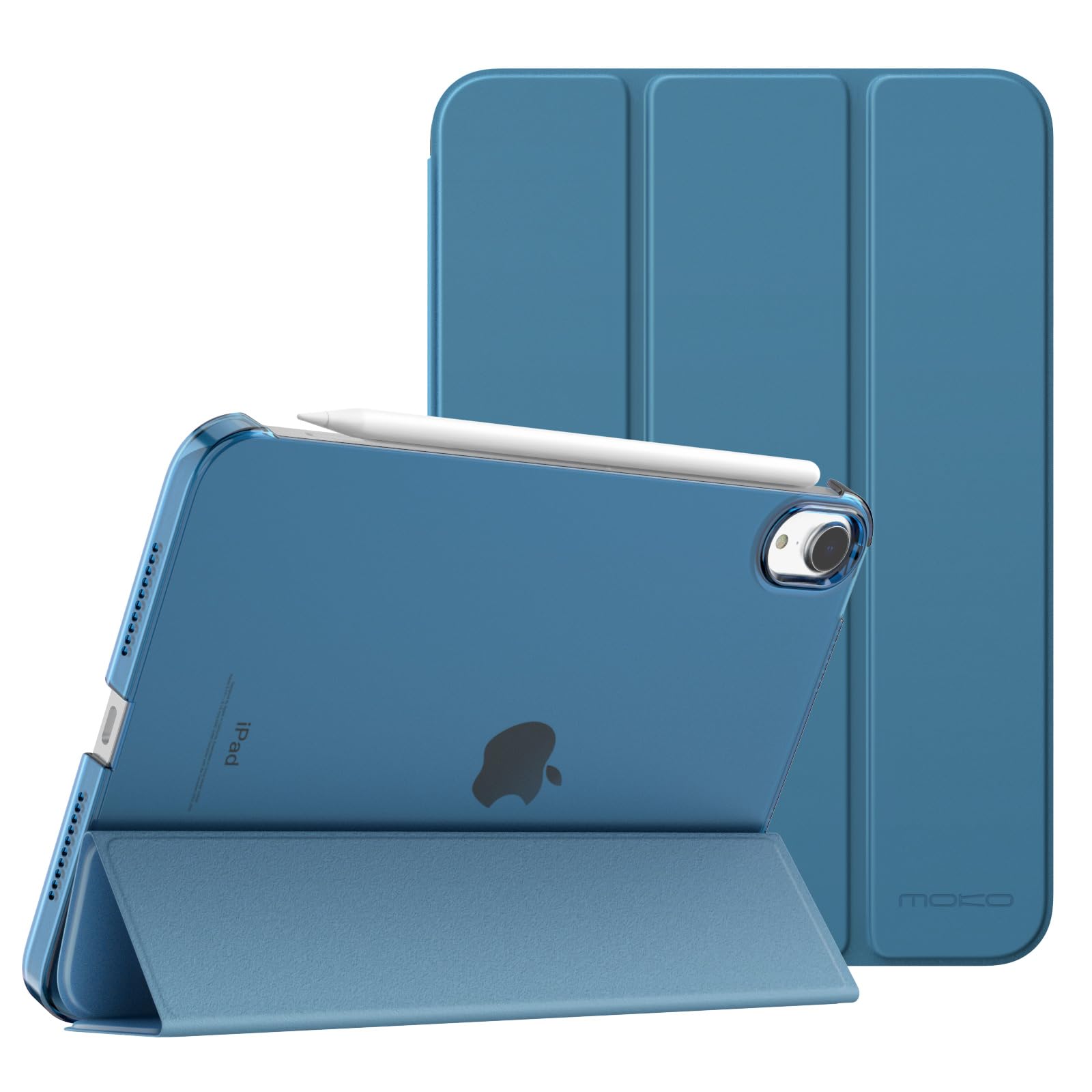 MoKo for iPad Mini 7 (A17 Pro) Case 2024,iPad Mini 6 Case 2021,8.3 inch iPad Mini 7th/6th Generation Case,Slim Lightweight Hard Back Shell Stand Cover for iPad Mini 2024 with Touch ID, Peacock Blue