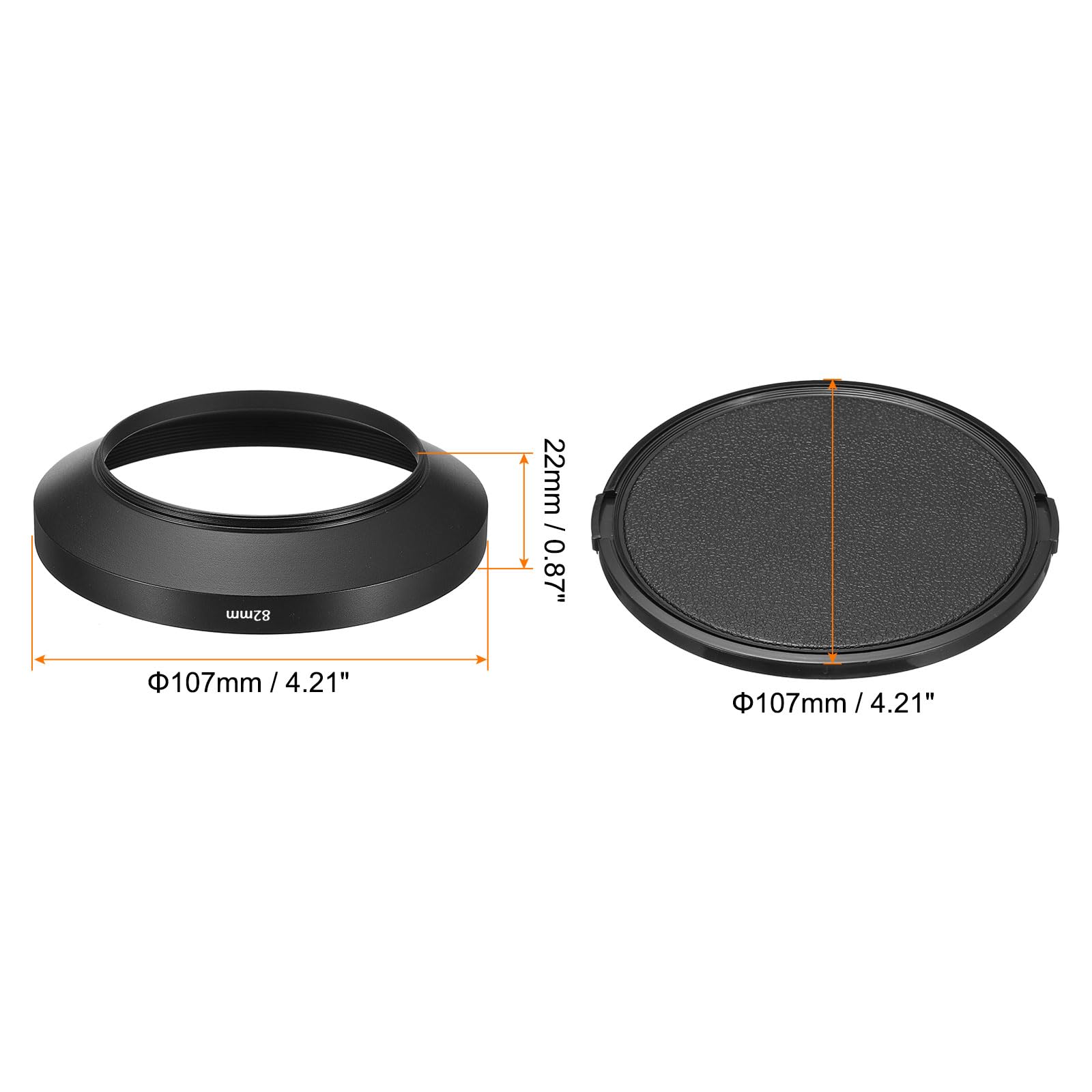Patikil 82Mm Lens Hood, Wide Angle Matte Surface Anti Reflective Inside Hood With Cap And Cleaning Cloth For Camera Lens, Black