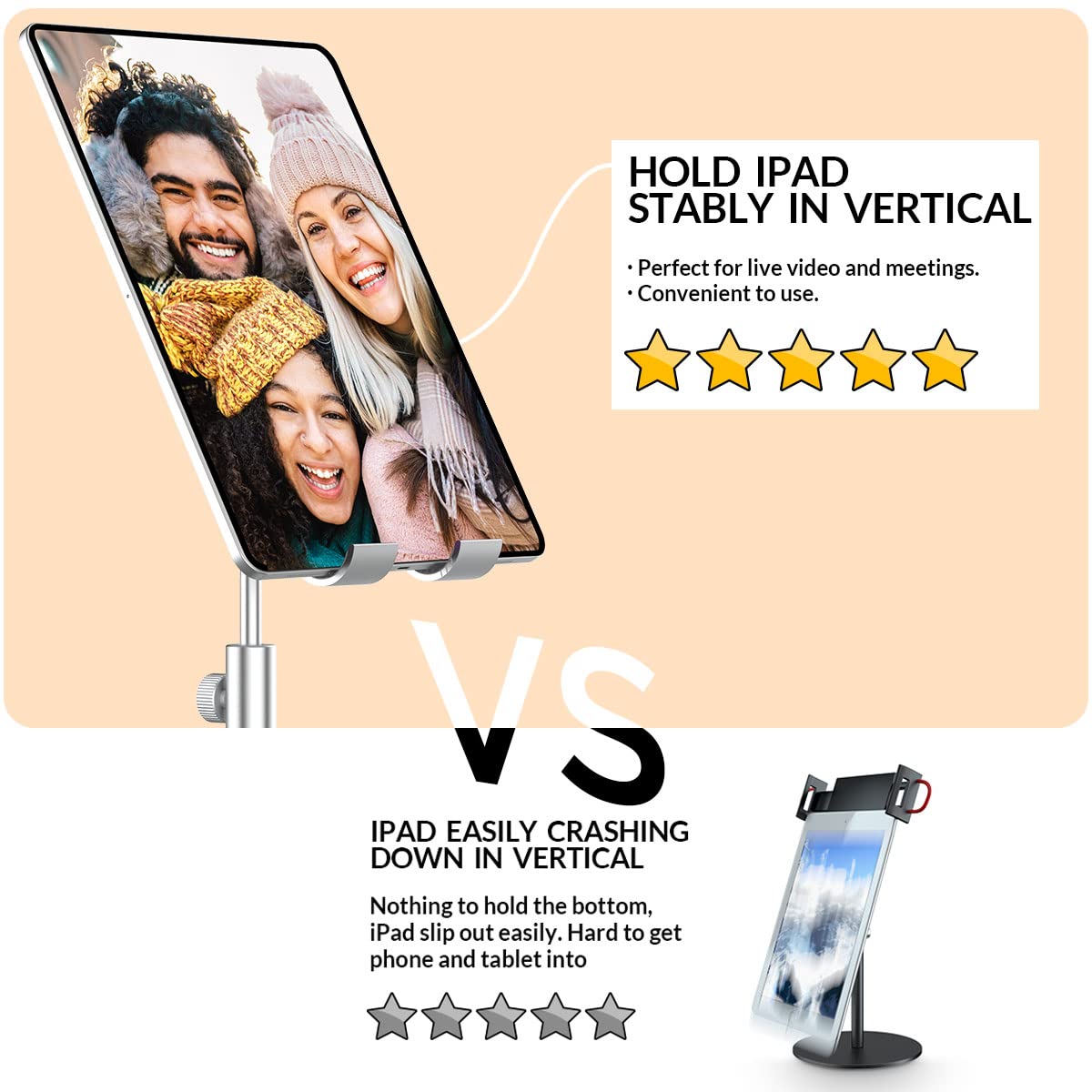 AICase Upgraded for iPad Tablet Stand for Desk, Adjustable Desktop Cell Phone Tablet Stand Holder for iPad Pro 9.7, 10.5, 11, 12.9 Air Mini 5th/6th Generation, Samsung Tablet, Tab (3.5 13')