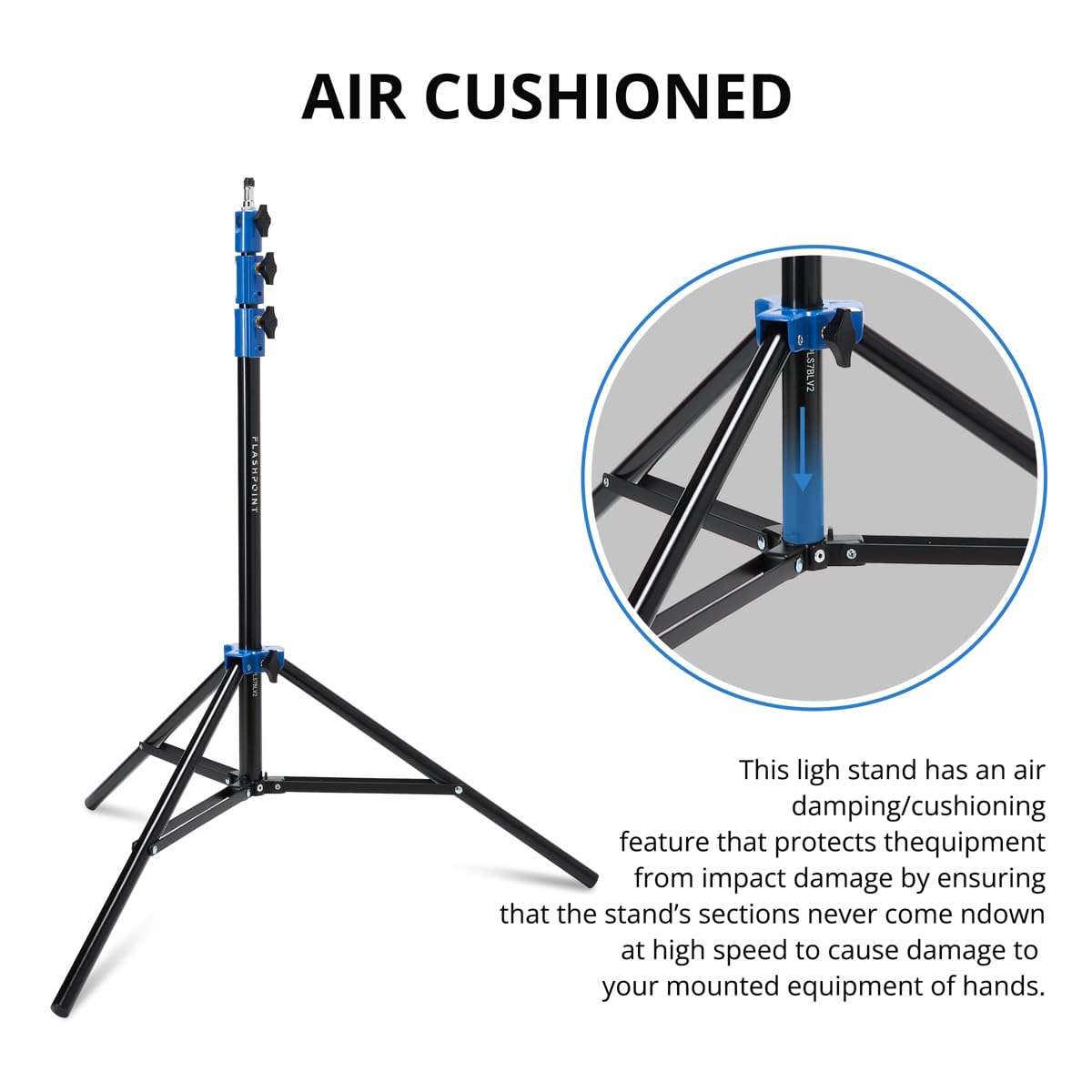 Flashpoint Pro Air-Cushioned Heavy-Duty Light Stand (Blue, 7.2)