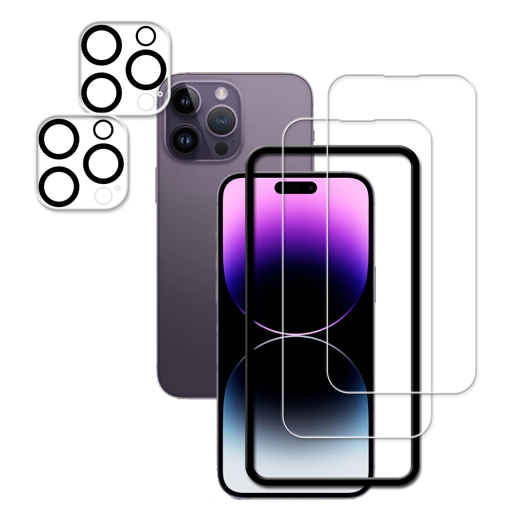 Hkkais Easy Alignment Frame Designed For Iphone14 Pro Tempered Glass Screen Protector 2 Pack Camera Lens Protector Film 2 Pack