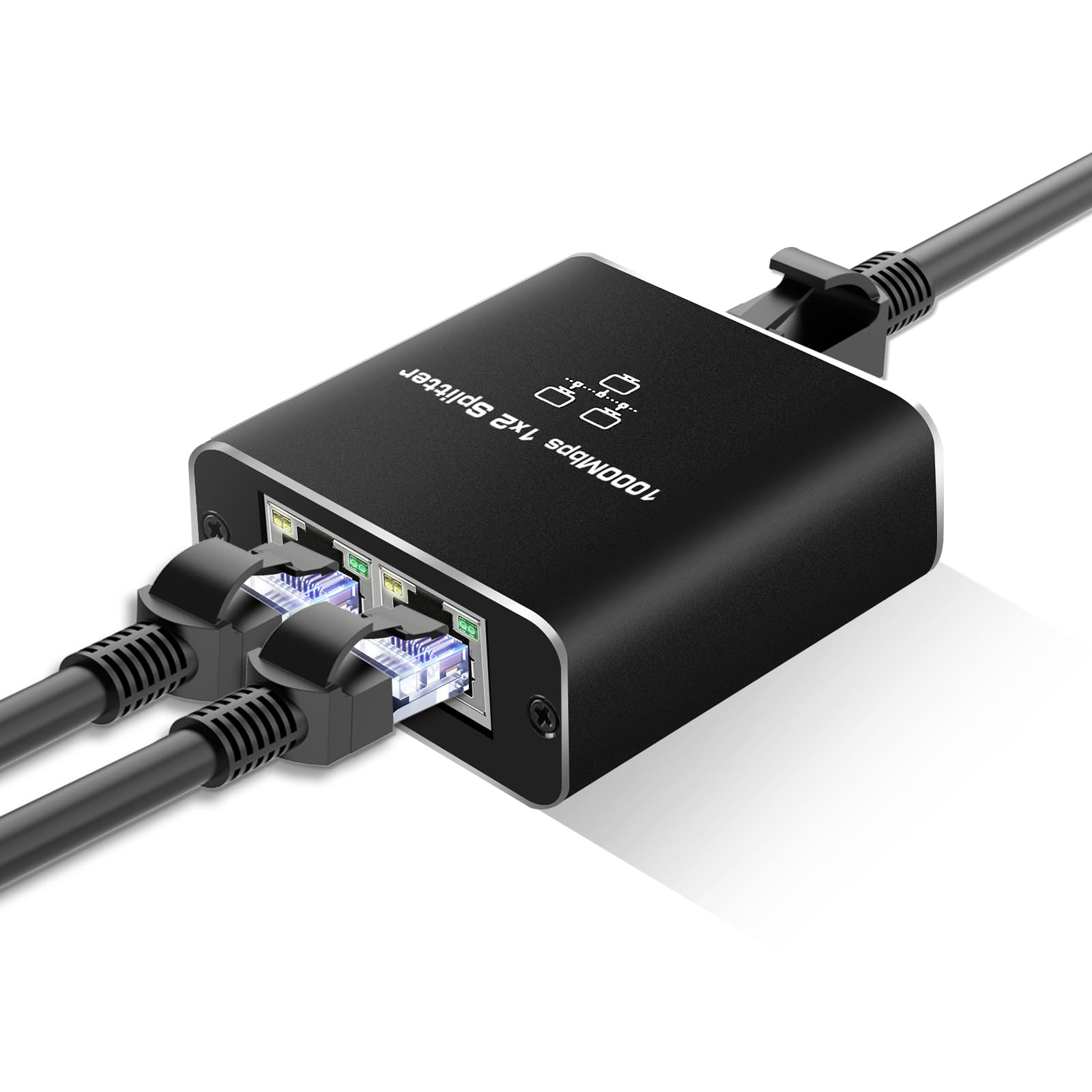 Newcare Rj45 Ethernet Splitter 1 To 2 Out, 1000Mbps Network Splitter With Usb Power Cable, Gigabit Lan Internet Splitter Connect