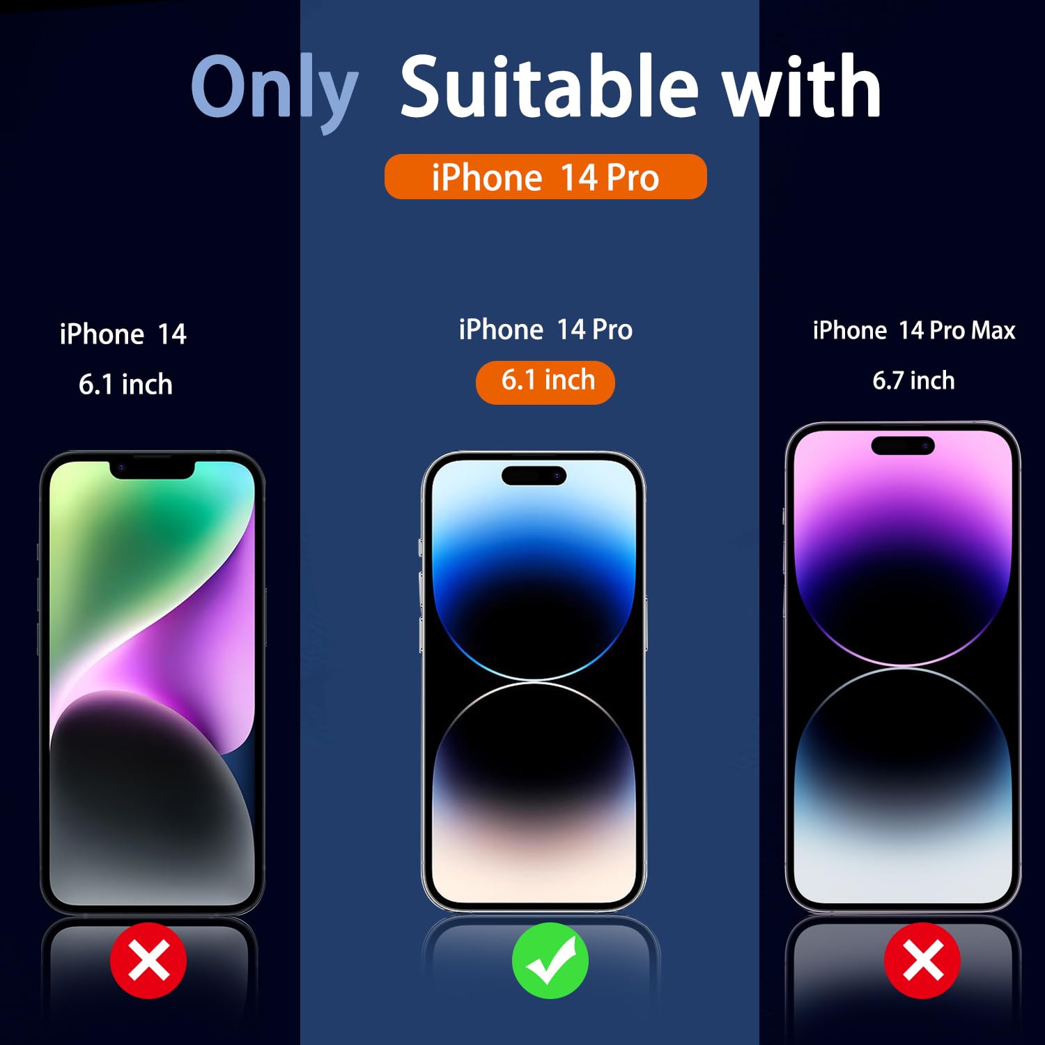 Ferilinso [3+3 Pack] For Apple Iphone 14 Pro Privacy Screen Protector Tempered Glass Accessories 3 Pack 9H Anti Spy Privacy Scre