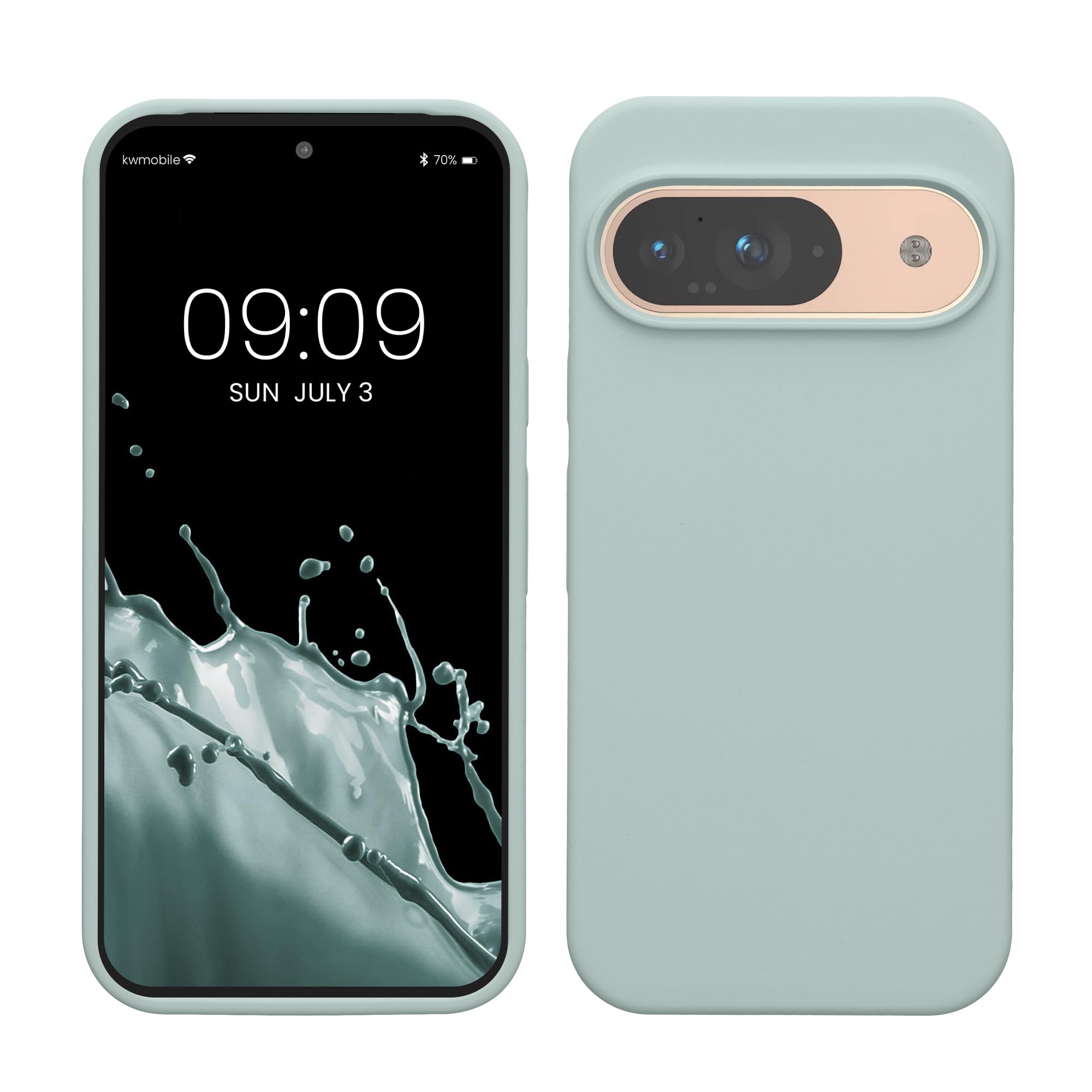 kwmobile Case Compatible with Google Pixel 9 / Pixel 9 Pro Case - TPU Silicone Phone Cover with Soft Finish - Cool Mint