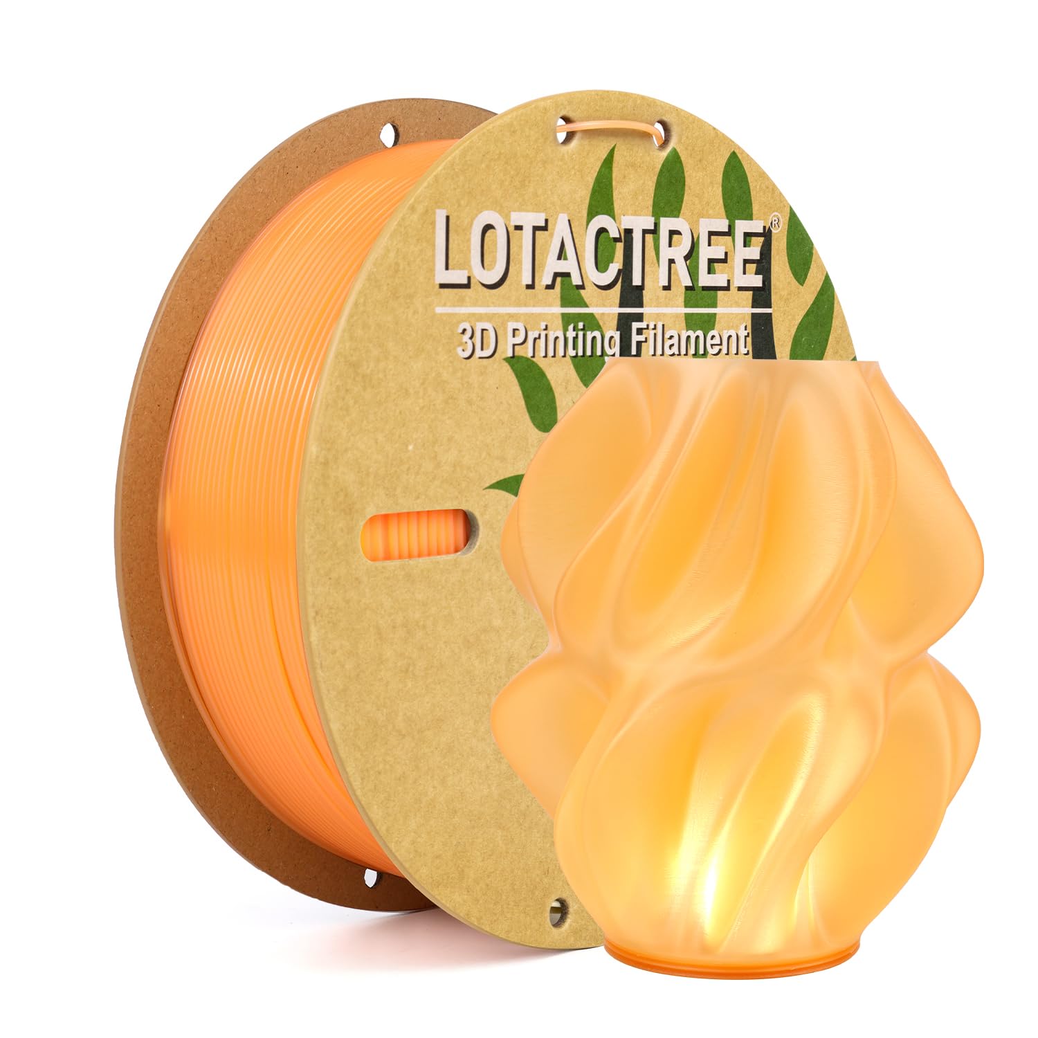Lotactree Translucent PLA Filament Orange, 3D Printer Filament 1.75mm, Crystal PLA Light Transmission, 1KG Spool (2.2 lbs), Clea