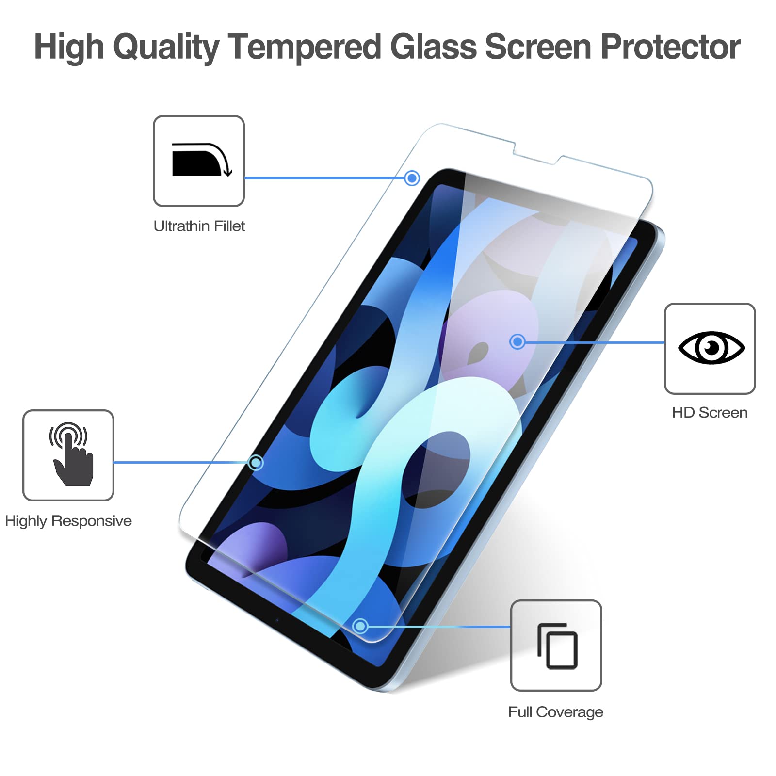 Procase 2 Pack Screen Protector For Ipad Air 5Th 2022 / Ipad Air 4Th 2020 / Ipad Pro 11 4Th 2022/ 3Rd 2021/ 2Nd 2020/ 1St 2018, Tempered Glass For 10.9 Ipad Air 5 4 / Ipad Pro 11' 4 3 2 1 Gen