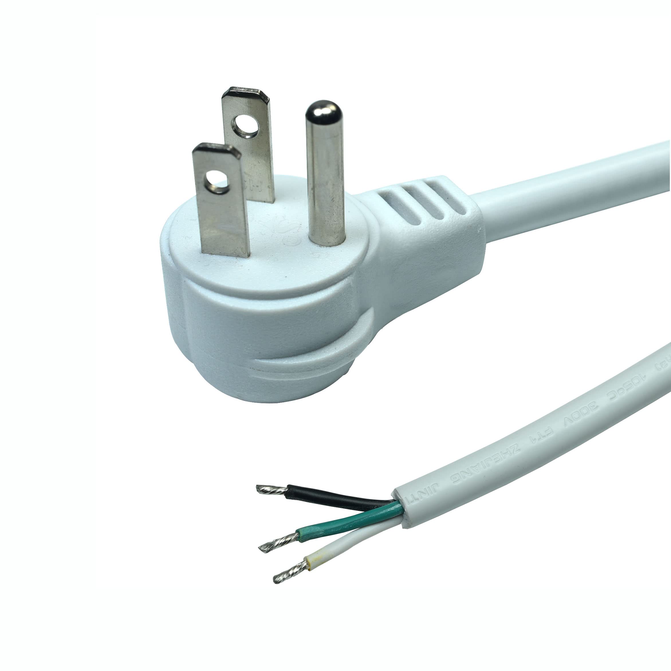 3 Prong 6Ft Power Cord Pigtail,Heavy Duty 16 Gauge Power Supply Cord With Open End,Right Angle Flat Plug Replacement Power Cable