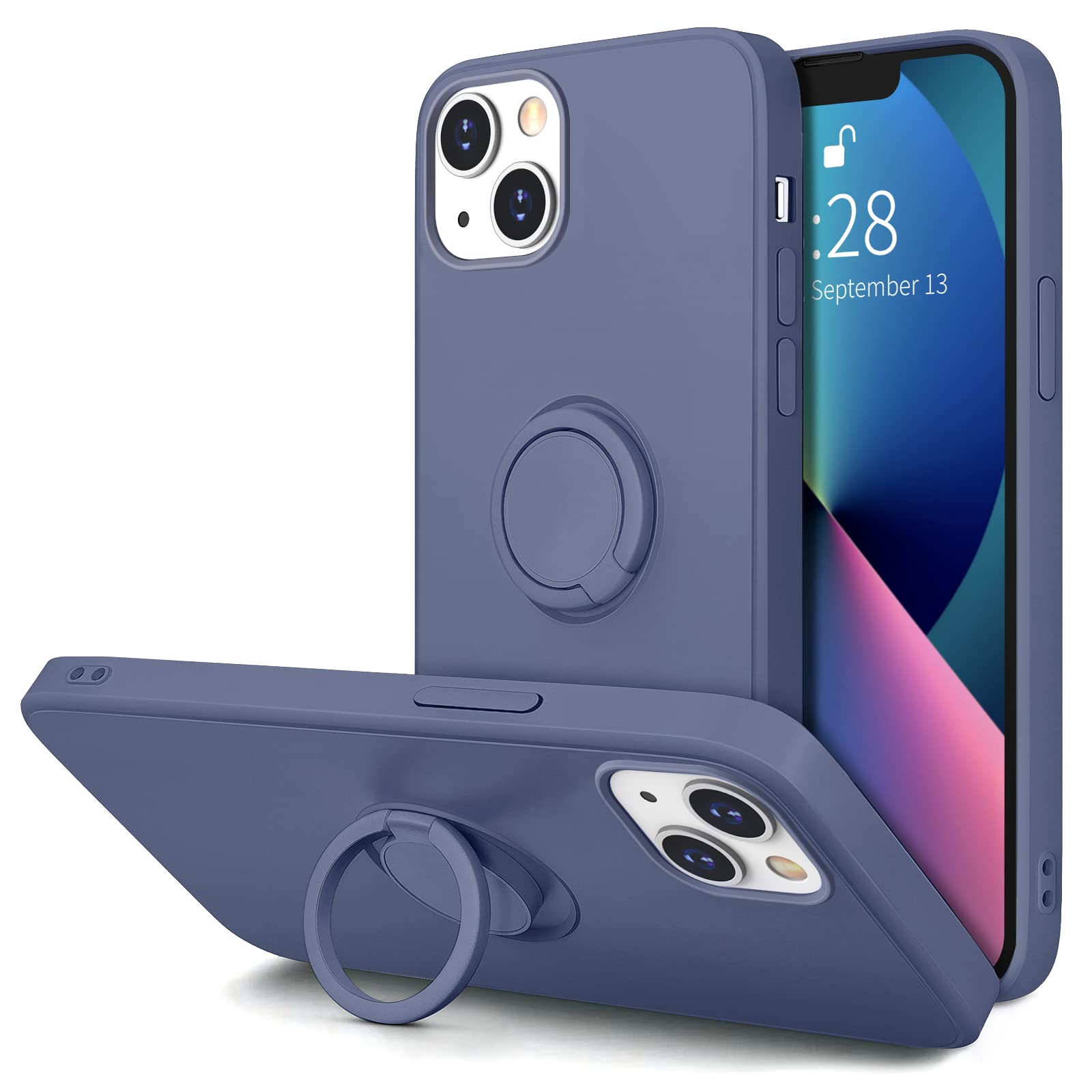 Hython Case For Iphone 13 Mini Case With Ring Stand [360    Rotatable Ring Holder Magnetic Kickstand] [Soft Microfiber Lining] S