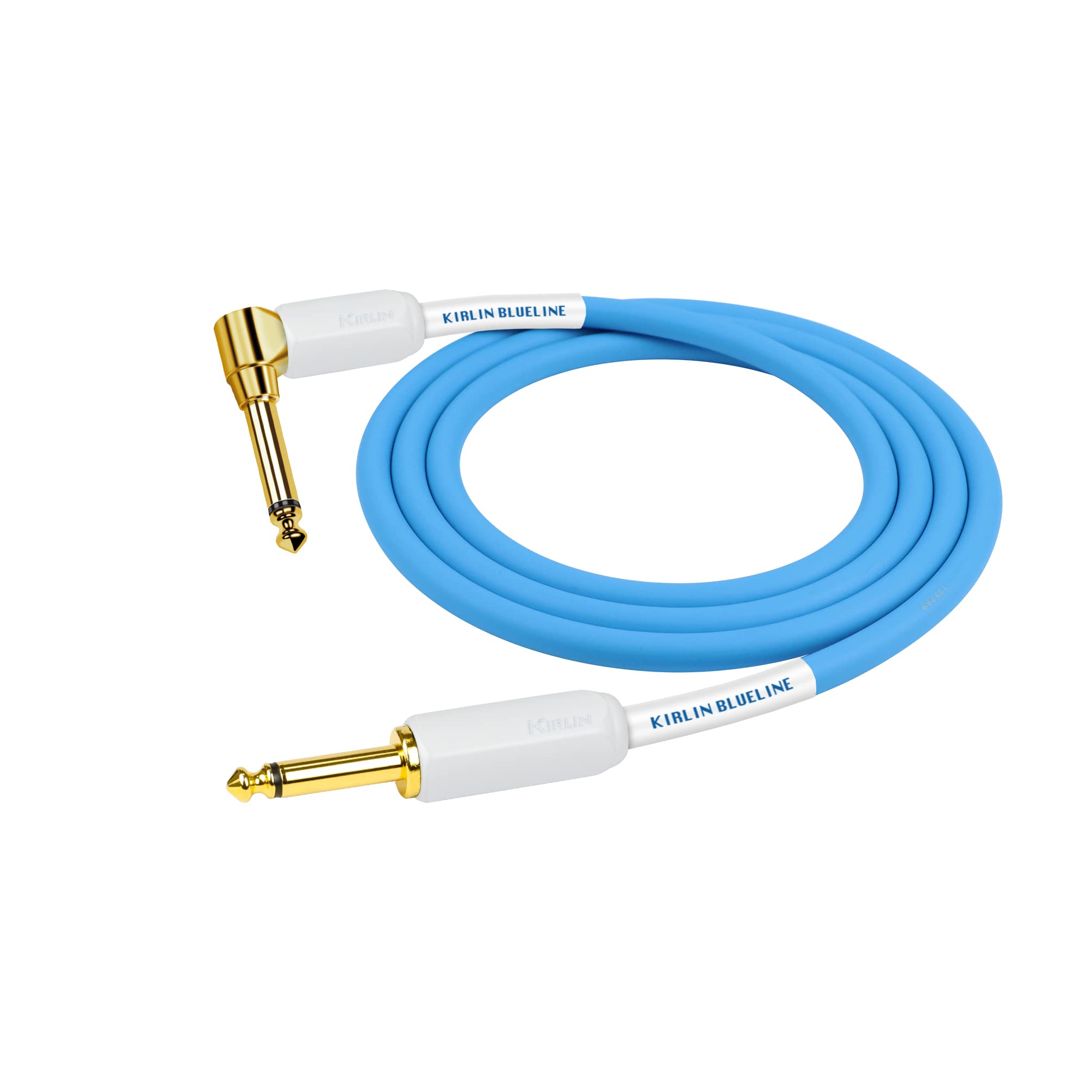 Kirlin Cable Bli 202Wfgl 10/Be 10 Feet Straight To Right Angle 1/4 Inch Plug Blueline Instrument Cable With Blue Pvc Jacket