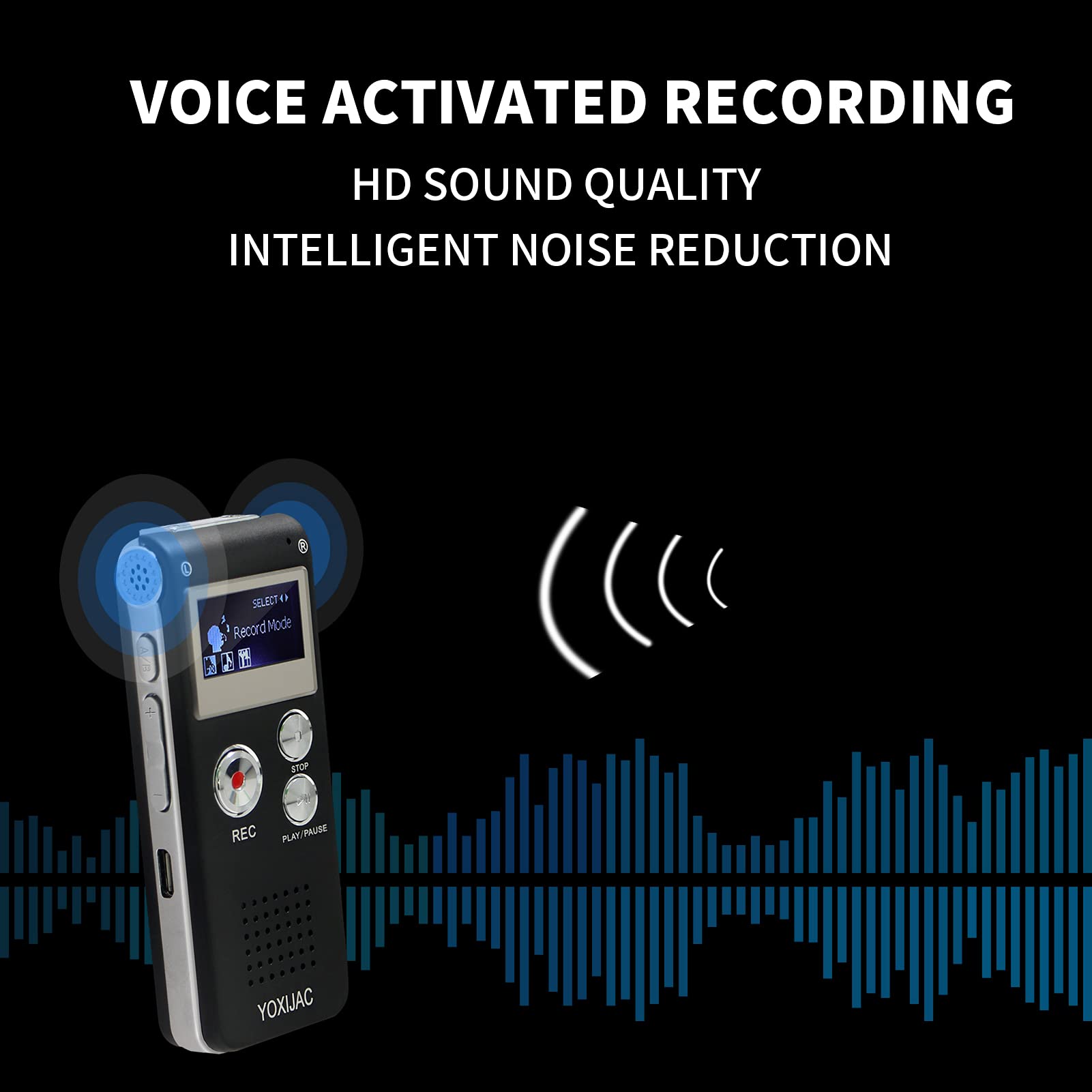 Yoxijac Digital Voice Recorders Voice Activated Recorder For Meeting Lecture 8Gb Audio Recorder Recording Device A B Repeat Port