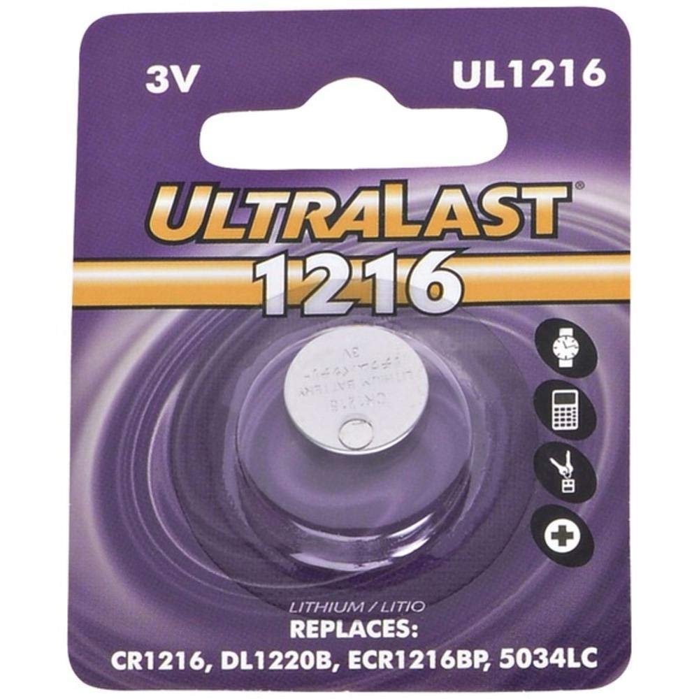 Ultralast UL1216 Watch/Electronic Lithium Button Cell Battery Retail Packs (Discontinued by Manufacturer)