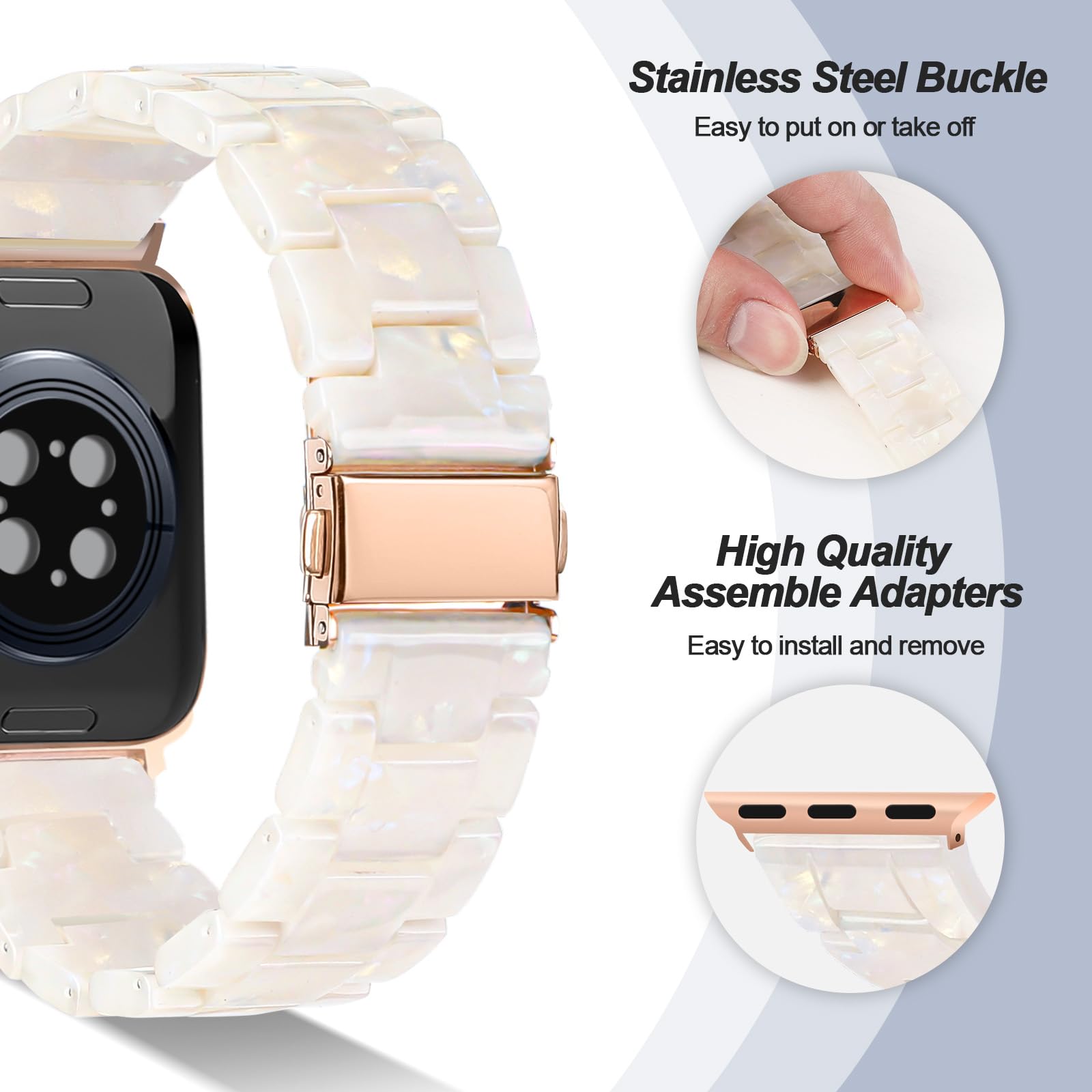 Hopo Compatible With Apple Watch Band Thin Light Resin Strap Bracelet Replacement For Iwatch Series Ultra 9 8 7 6 5 4 3 2 1 Se (