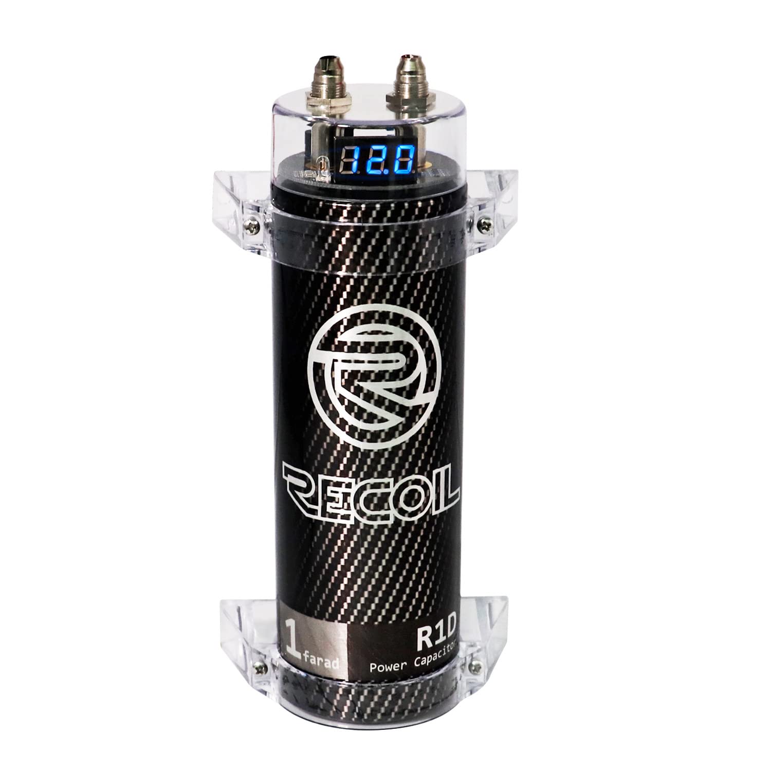 Recoil R1D 1.0 Farad Car Audio Energy Storage Reinforcement Capacitor With Blue Digital Read Out