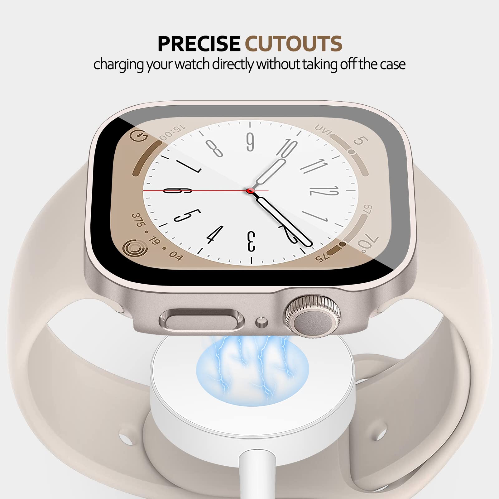 For Apple Watch Case 41Mm,Hard Case With Tempered Glass Screen Protector,Watch Cover For Apple Watch Series 9 8 7 Screen Protect