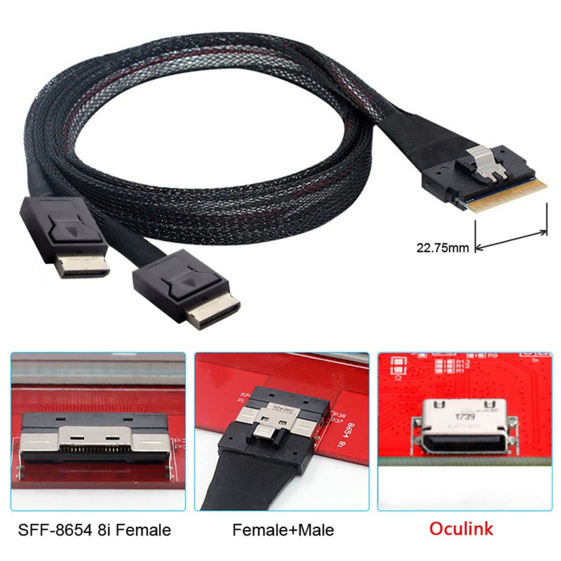 Chenyang Sff 8654 8I 74Pin To Dual Oculink Sff 8611 Pci E Ultraport Slimline Sas Slim 4.0 Cable 50Cm Pci Express