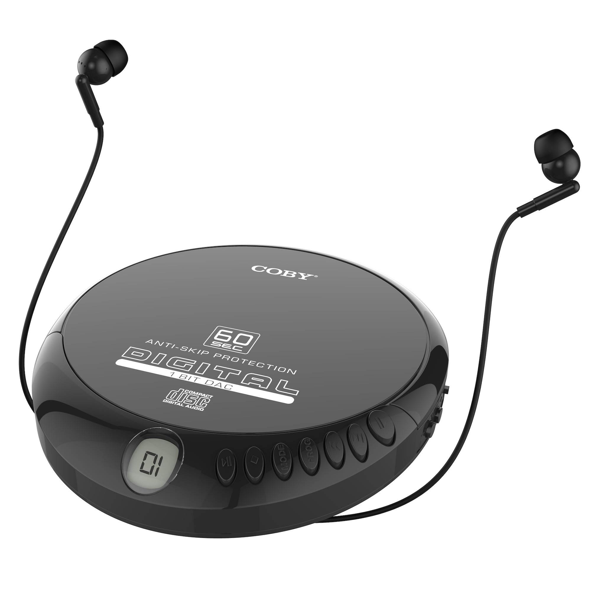 Coby Portable Compact Anti-Skip CD Player - Lightweight & Shockproof Music Disc Player w/ Pro-Quality Earbuds - For Kids & Adult