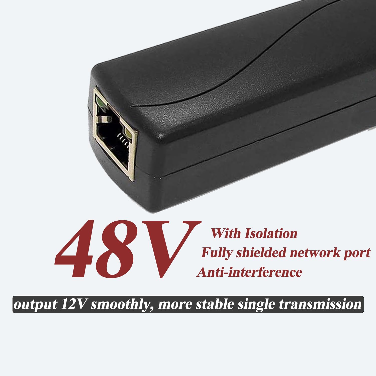 Revodata Poe Splitter Gigabit 12V/1A, Dc 5.5 * 2.1Mm Plug Poe To Dc 12V/1A Output, Gigabit Ethernet Comply Ieee802.3Af/At, Plug