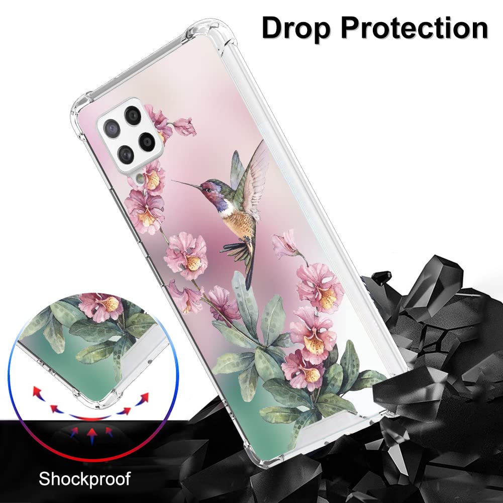 Ook Clear Case Compatible With Samsung Galaxy A42 5G, Pink Hummingbird Pattern Flexible Tpu Shockproof Anti Scratch Bumper Trans