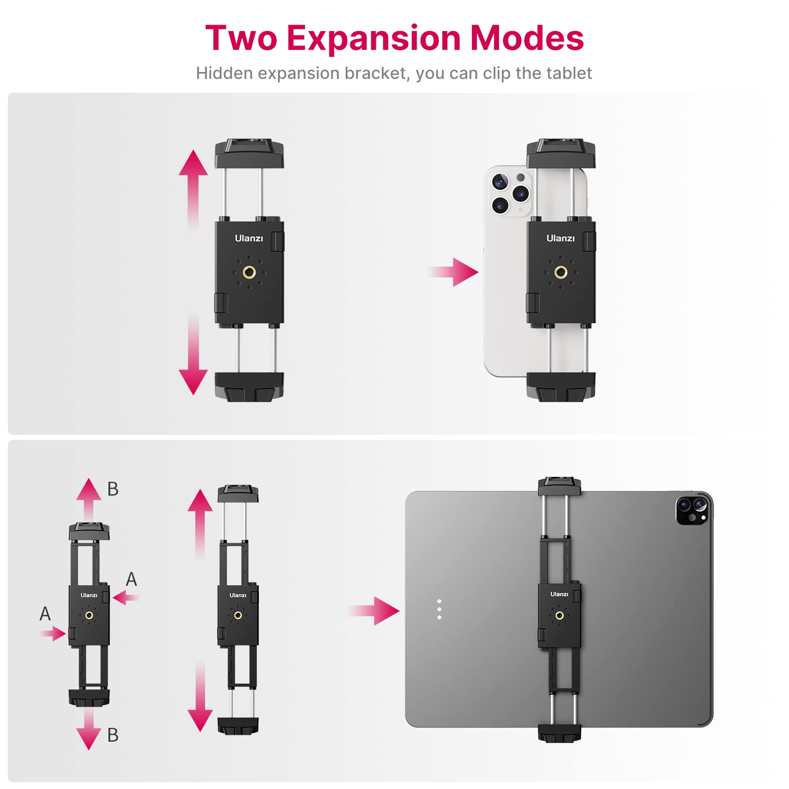 Ulanzi St-29 Phone Tripod Mount, Universal 2-In-1 Tablet Smartphone Holder Adapter With Cold Shoe Mount, 2.6 -8.8  Extend Clip C