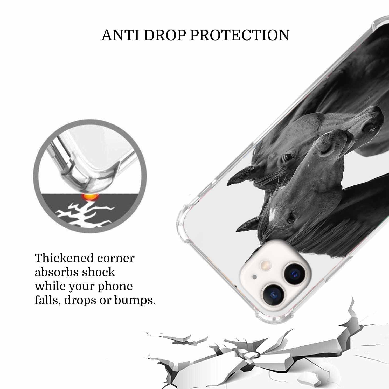 Aossxin Horse Lovers Phone Case Compatible With Iphone 12,Aesthetic Cute Animals Pattern,Soft Tpu Bumper Case For Iphone 12