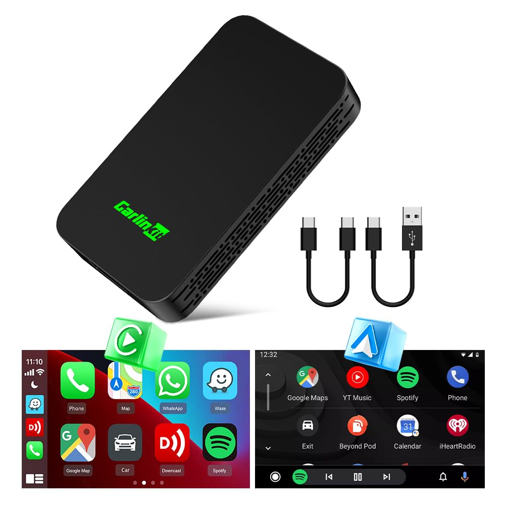 Carlinkit 5.0 - Wireless Carplay Adapter 2Air For Wired Carplay & Wired Android Auto Cars - Simple Design | Usb-C To Usb-A | Usb-C To Usb-C | Wired To Wireless | Wider Compatibility