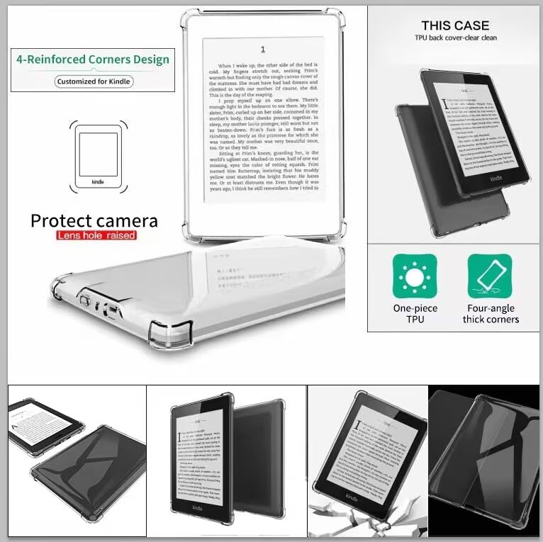 Clear Case For 6.8'' Kindle Paperwhite 11Th Generation 2021 And Signature Edition Tpu Back Cover, Bumper Corners Slim Protective
