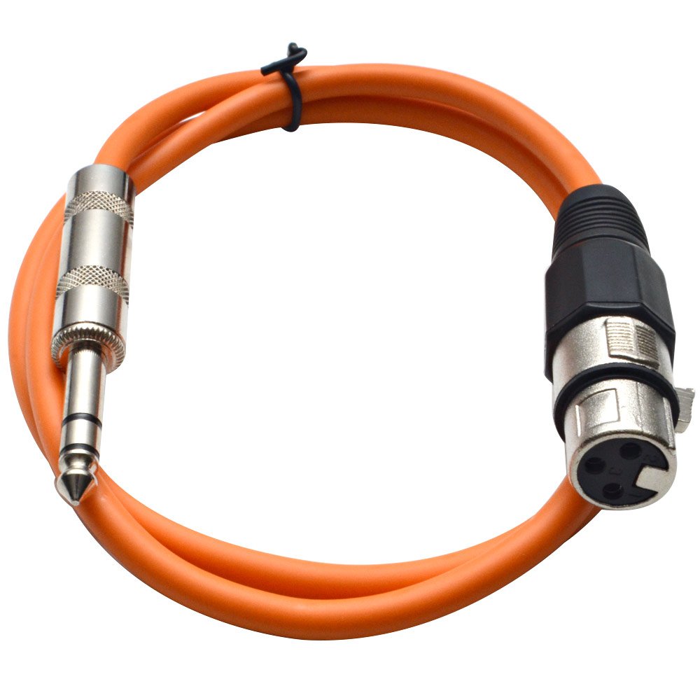 Seismic Audio - SATRXL-F2 - Orange 2 XLR Female to 1/4 TRS Patch Cable