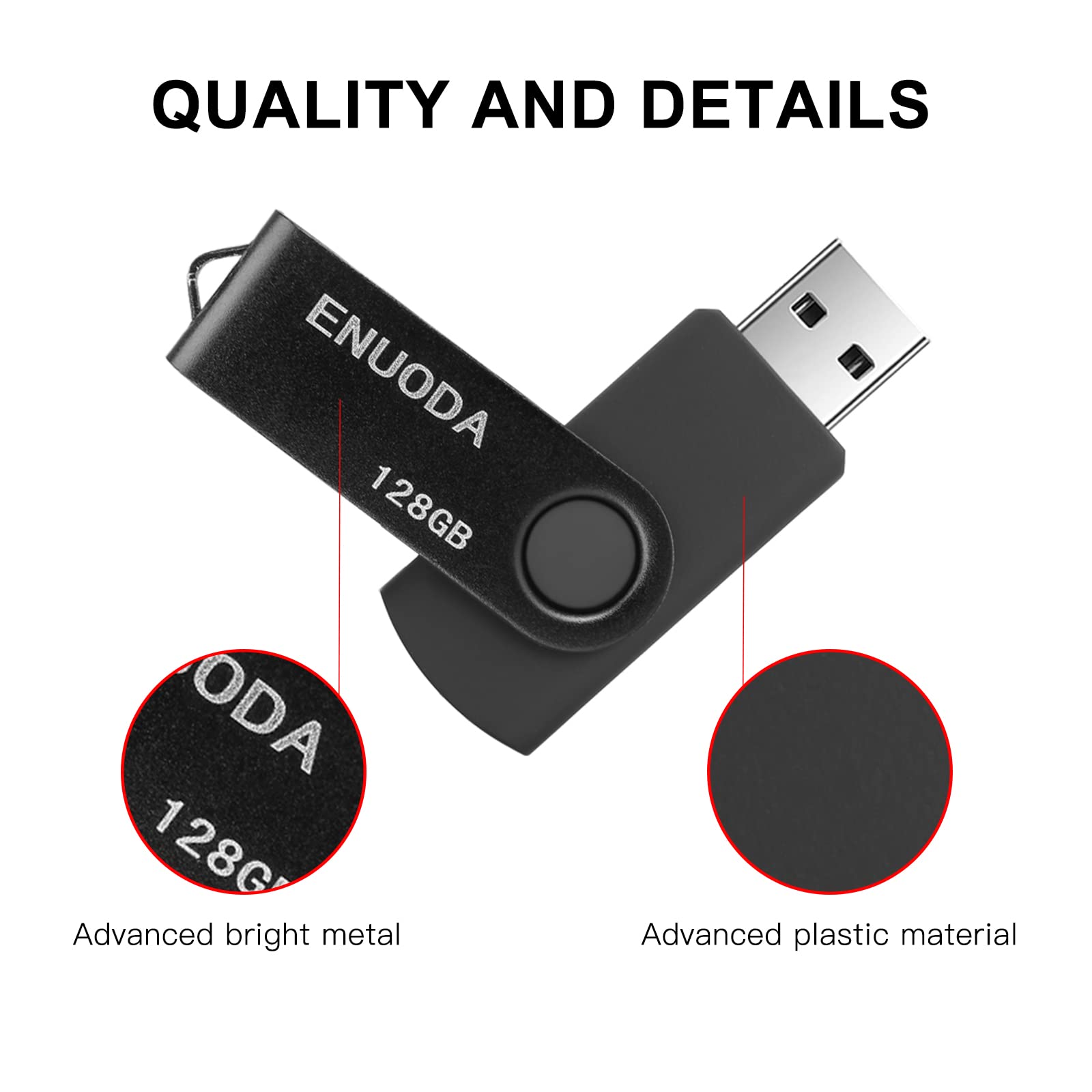 Enuoda 128Gb Usb Flash Drive Thumb Drive 128Gb Swivel Design Usb 2.0 Memory Stick High Capacity Jump Drive Pen Drive For Laptop