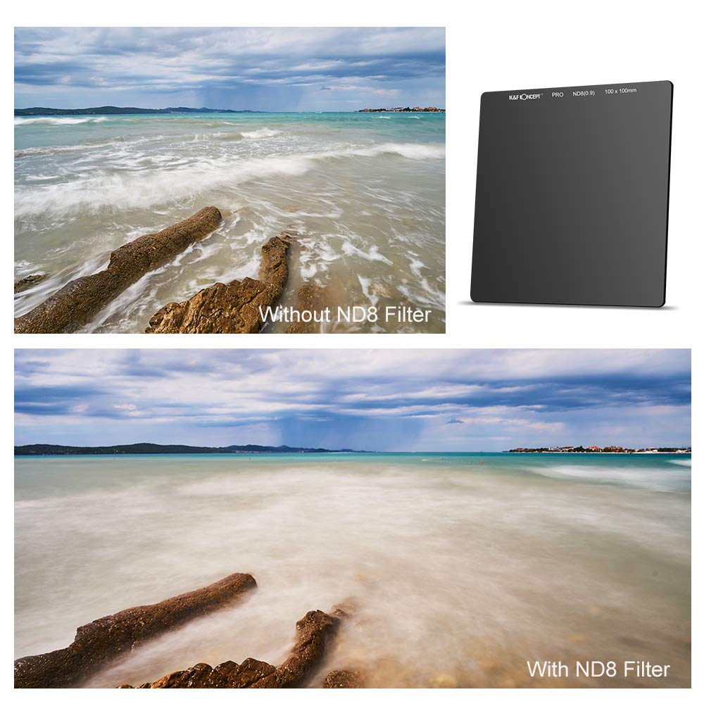 K&F Concept 100 X 100Mm Nd8 (3 Stop) Square Filter Ultra Slim Hd 28 Multi Layer Coatings Neutral Density Import Agc Optical Glas
